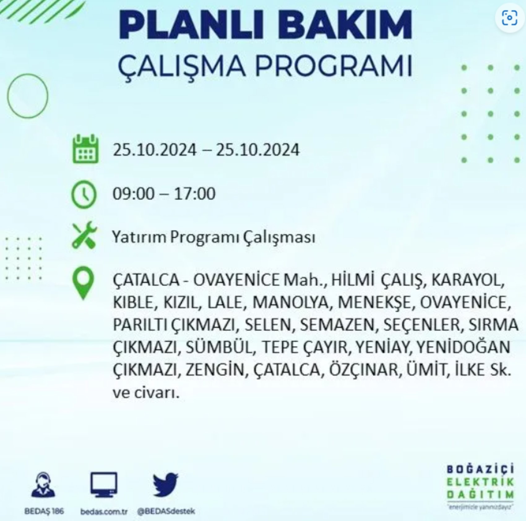 İstanbul'da elektrik kesintisi: 25 Ekim'de hangi mahalleler etkilenecek?