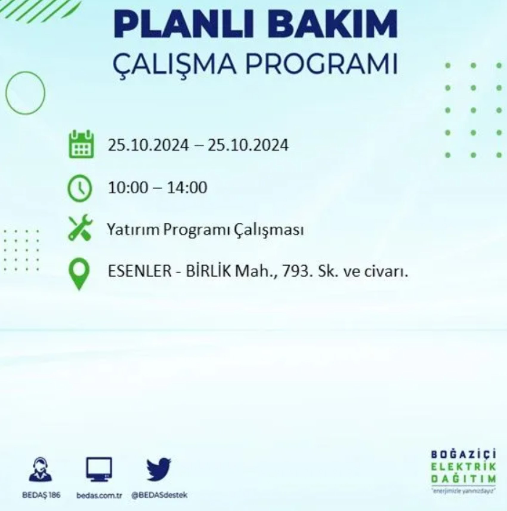 İstanbul'da elektrik kesintisi: 25 Ekim'de hangi mahalleler etkilenecek?