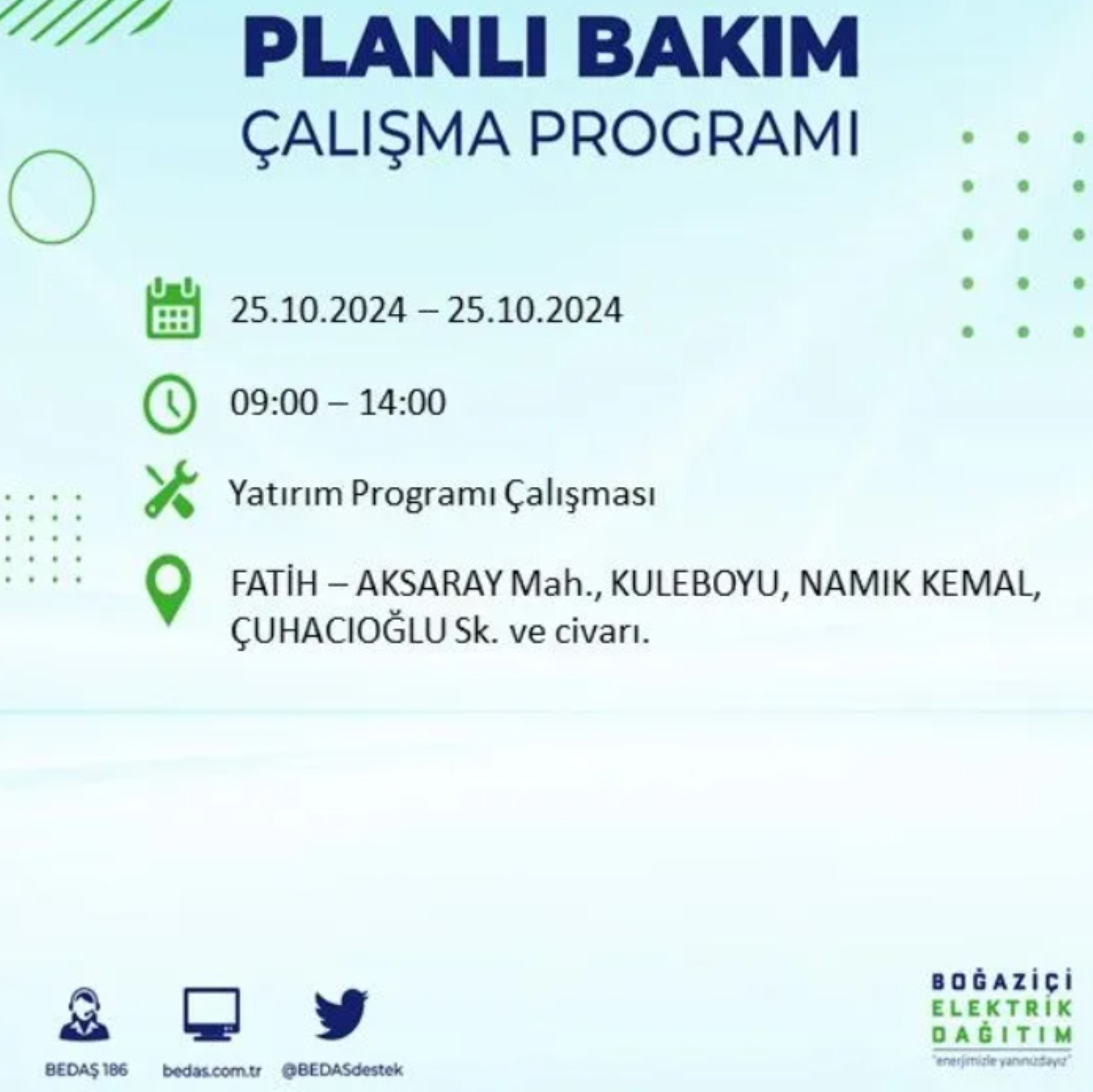 İstanbul'da elektrik kesintisi: 25 Ekim'de hangi mahalleler etkilenecek?