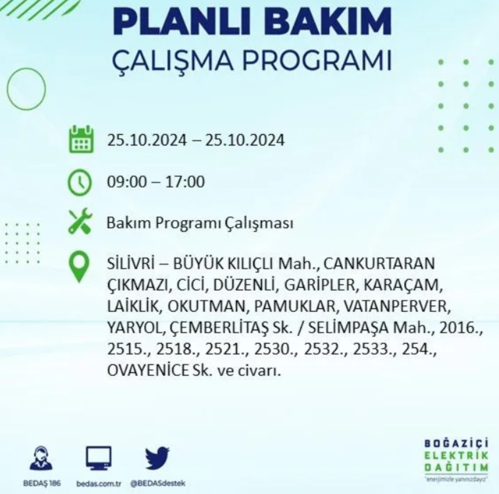 İstanbul'da elektrik kesintisi: 25 Ekim'de hangi mahalleler etkilenecek?