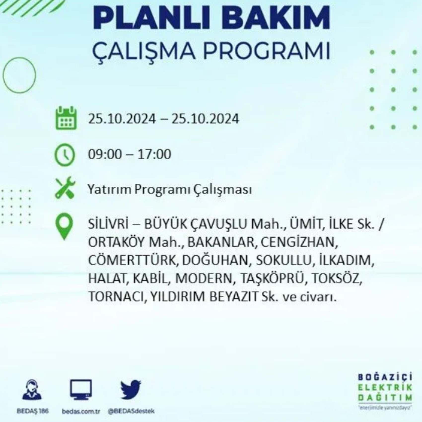 İstanbul'da elektrik kesintisi: 25 Ekim'de hangi mahalleler etkilenecek?