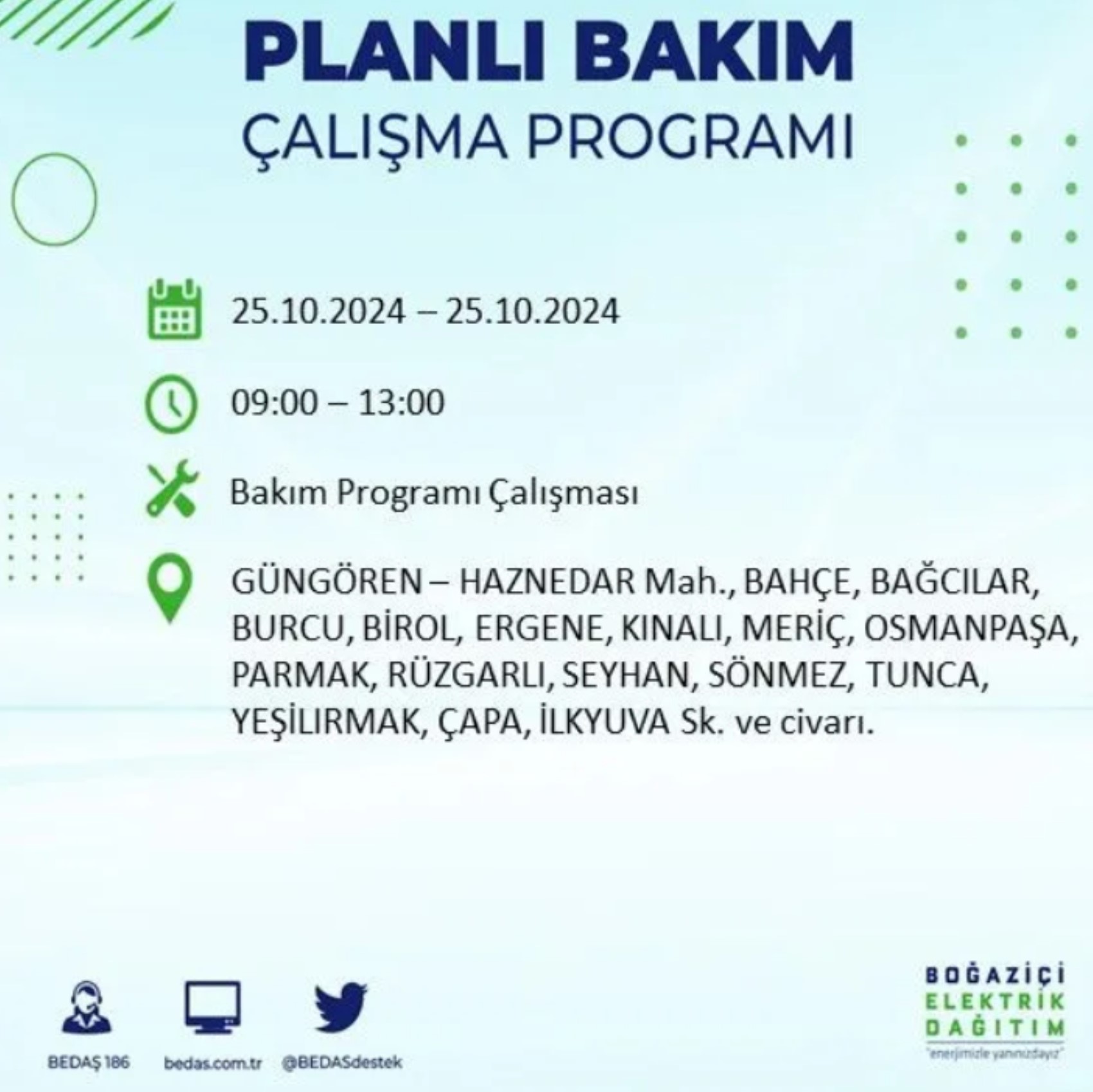 İstanbul'da elektrik kesintisi: 25 Ekim'de hangi mahalleler etkilenecek?