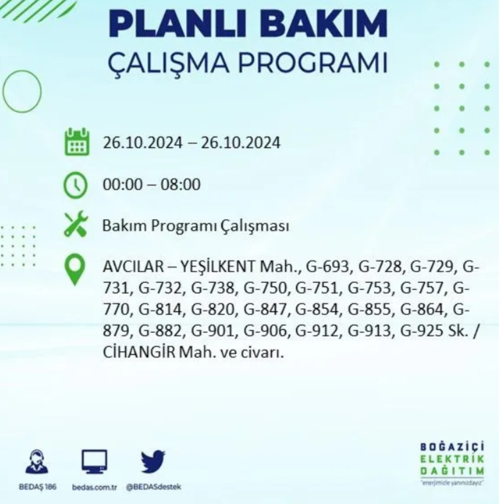 İstanbul'da elektrik kesintisi: 26 Ekim'de hangi mahalleler etkilenecek?