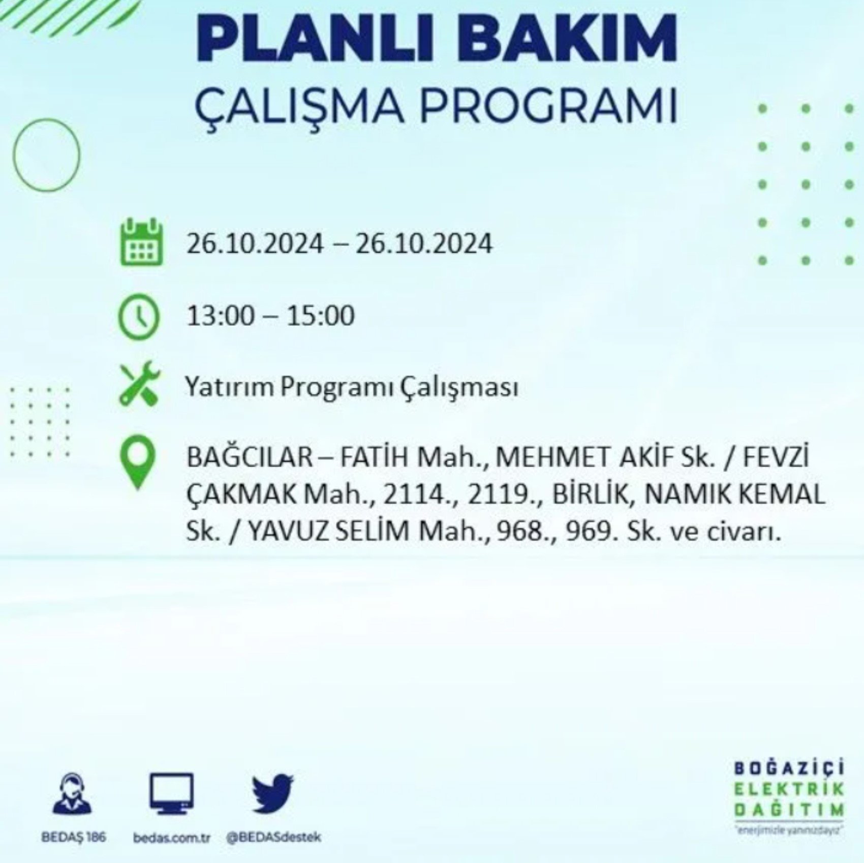 İstanbul'da elektrik kesintisi: 26 Ekim'de hangi mahalleler etkilenecek?