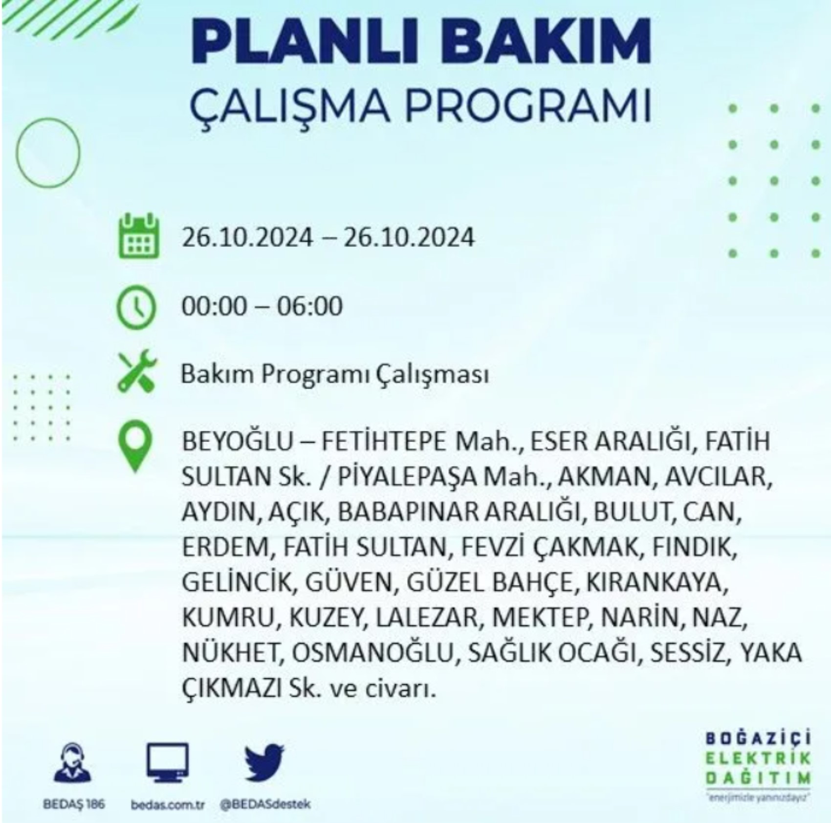 İstanbul'da elektrik kesintisi: 26 Ekim'de hangi mahalleler etkilenecek?