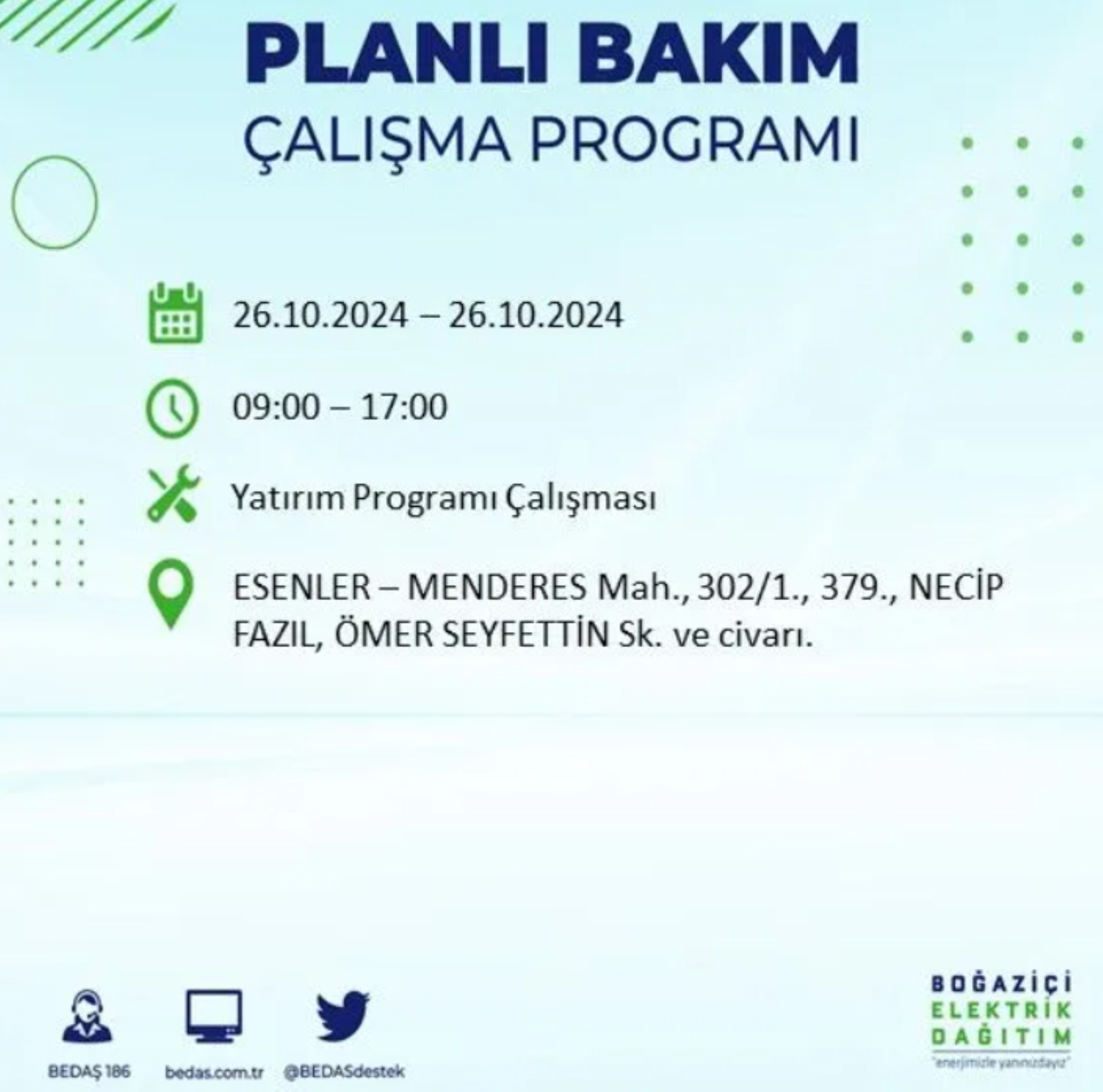 İstanbul'da elektrik kesintisi: 26 Ekim'de hangi mahalleler etkilenecek?