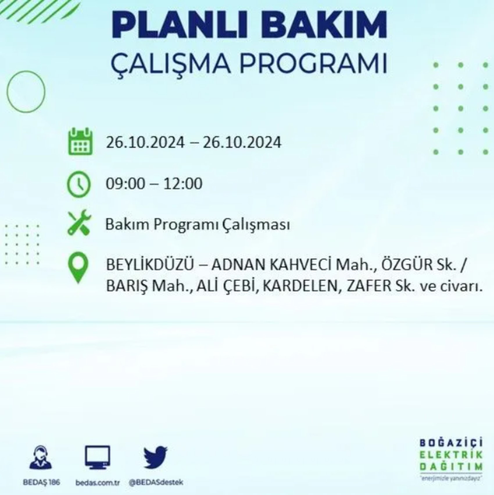 İstanbul'da elektrik kesintisi: 26 Ekim'de hangi mahalleler etkilenecek?