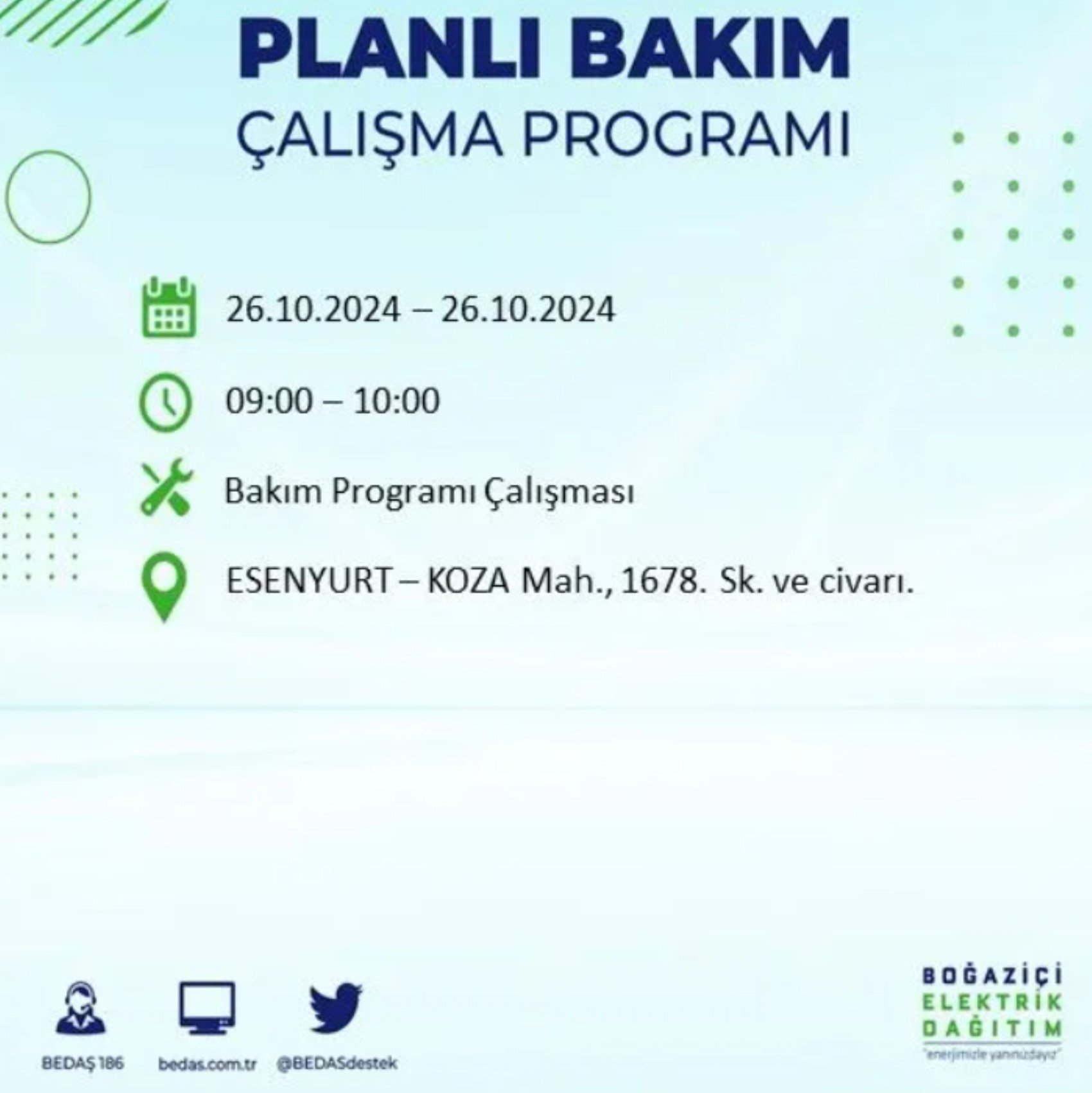 İstanbul'da elektrik kesintisi: 26 Ekim'de hangi mahalleler etkilenecek?