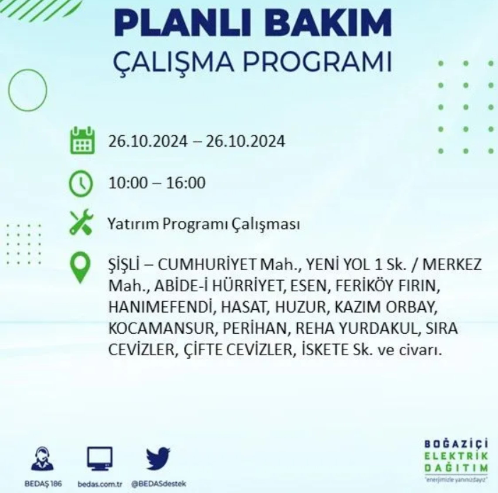 İstanbul'da elektrik kesintisi: 26 Ekim'de hangi mahalleler etkilenecek?