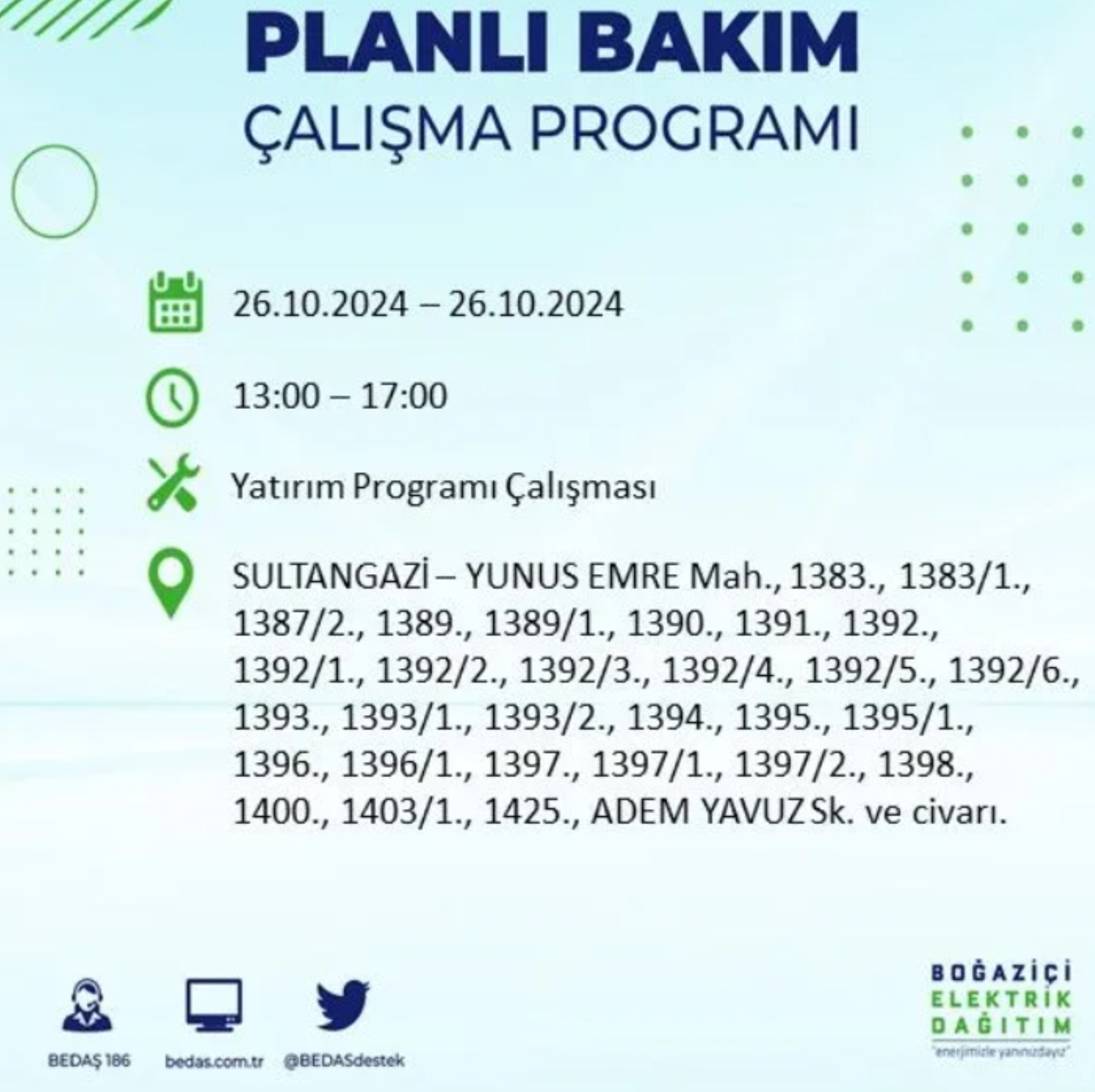 İstanbul'da elektrik kesintisi: 26 Ekim'de hangi mahalleler etkilenecek?