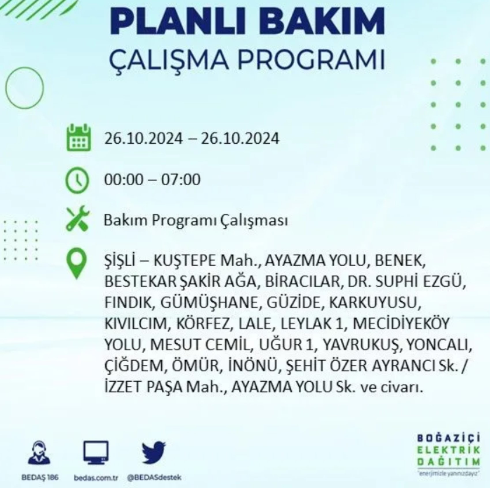 İstanbul'da elektrik kesintisi: 26 Ekim'de hangi mahalleler etkilenecek?