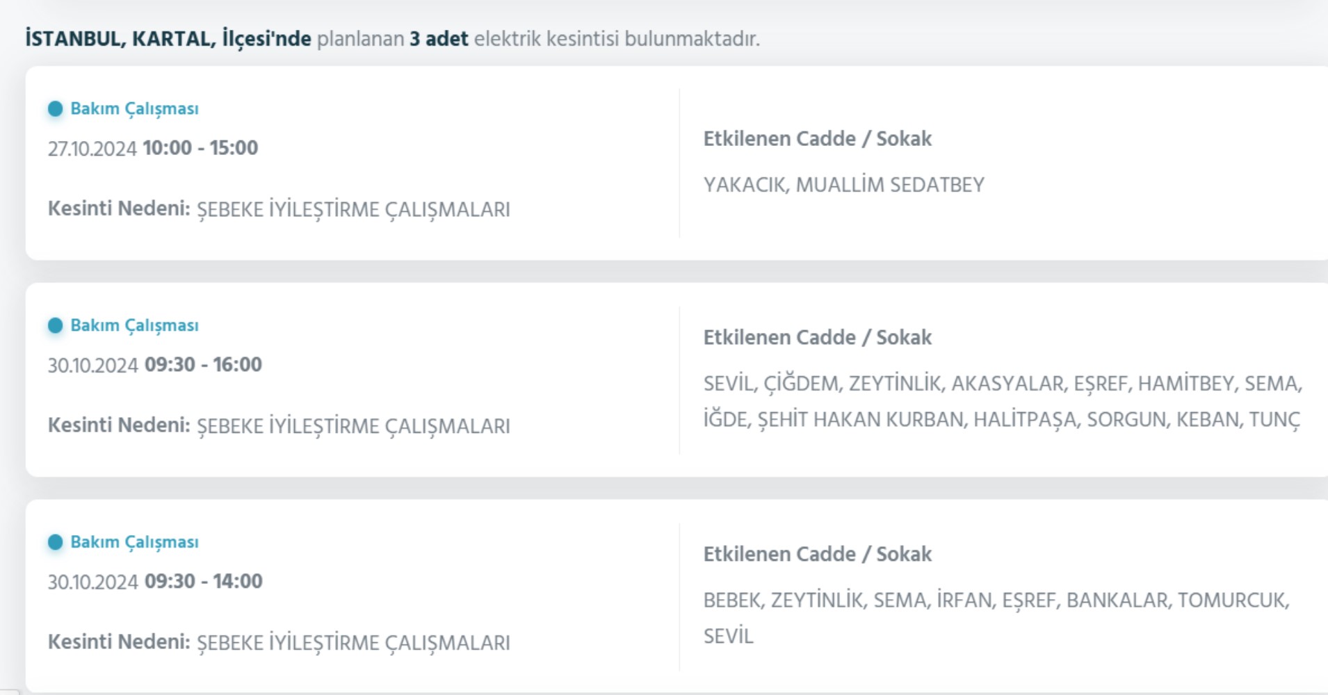 İstanbul'da elektrik kesintisi: 27 Ekim'de hangi mahalleler etkilenecek? AYEDAŞ, BEDAŞ...