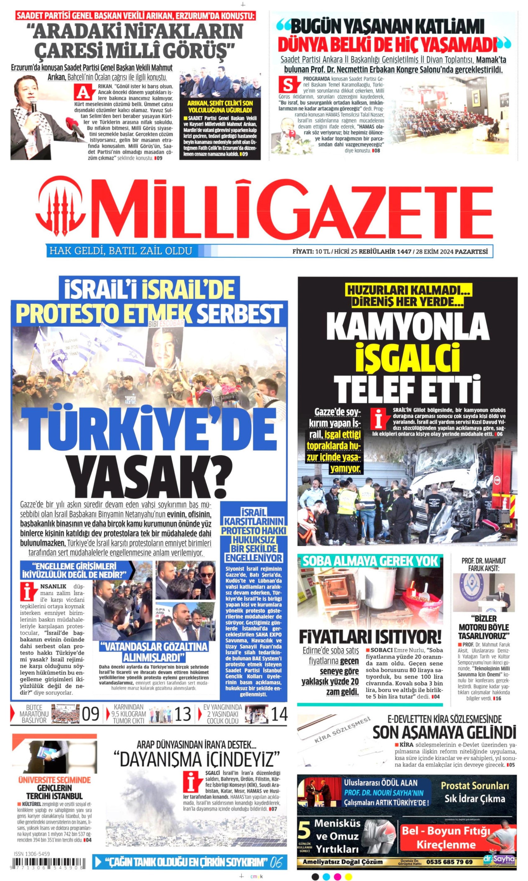 Gazetelerin birinci sayfa ve manşetleri (28 Ekim 2024)