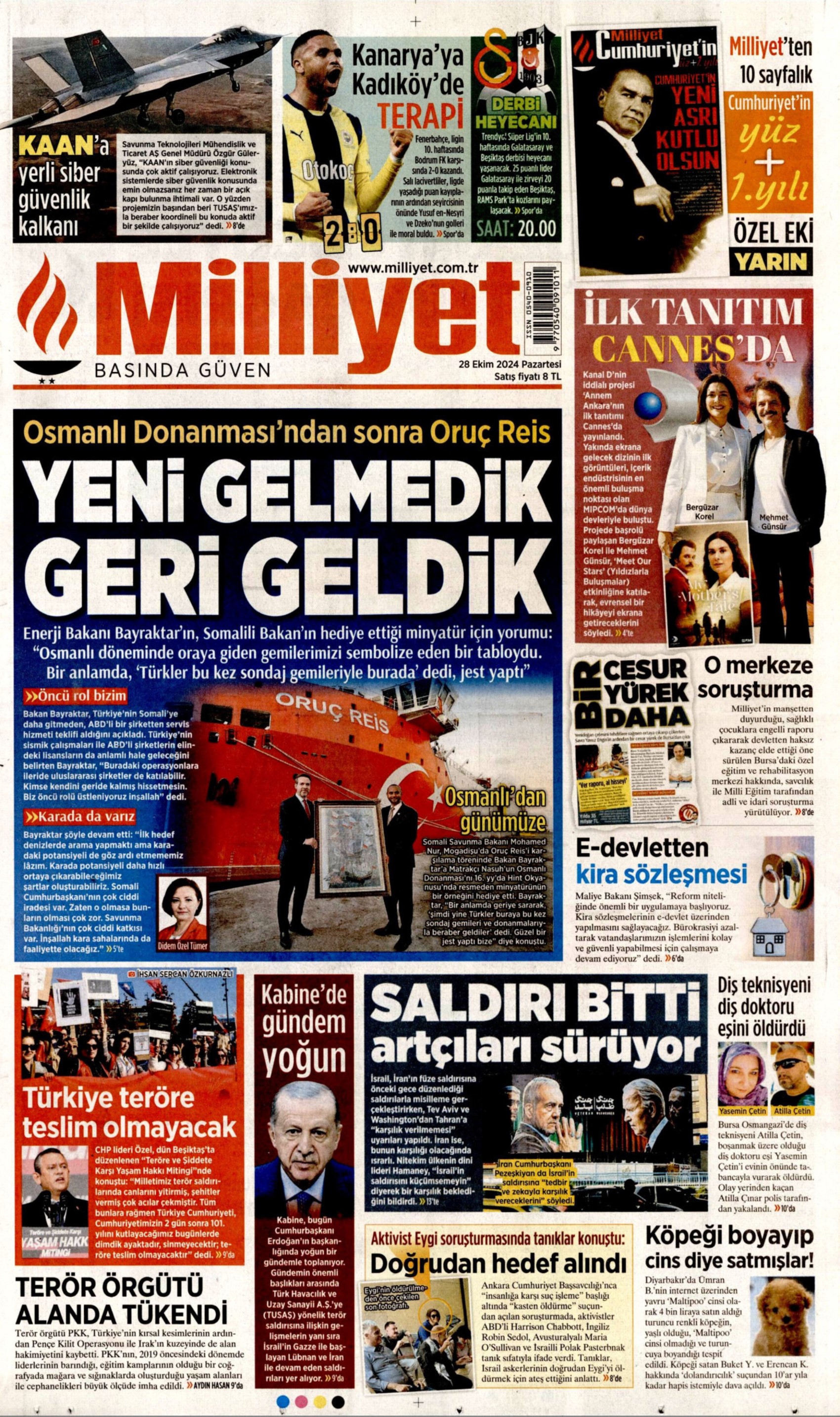 Gazetelerin birinci sayfa ve manşetleri (28 Ekim 2024)