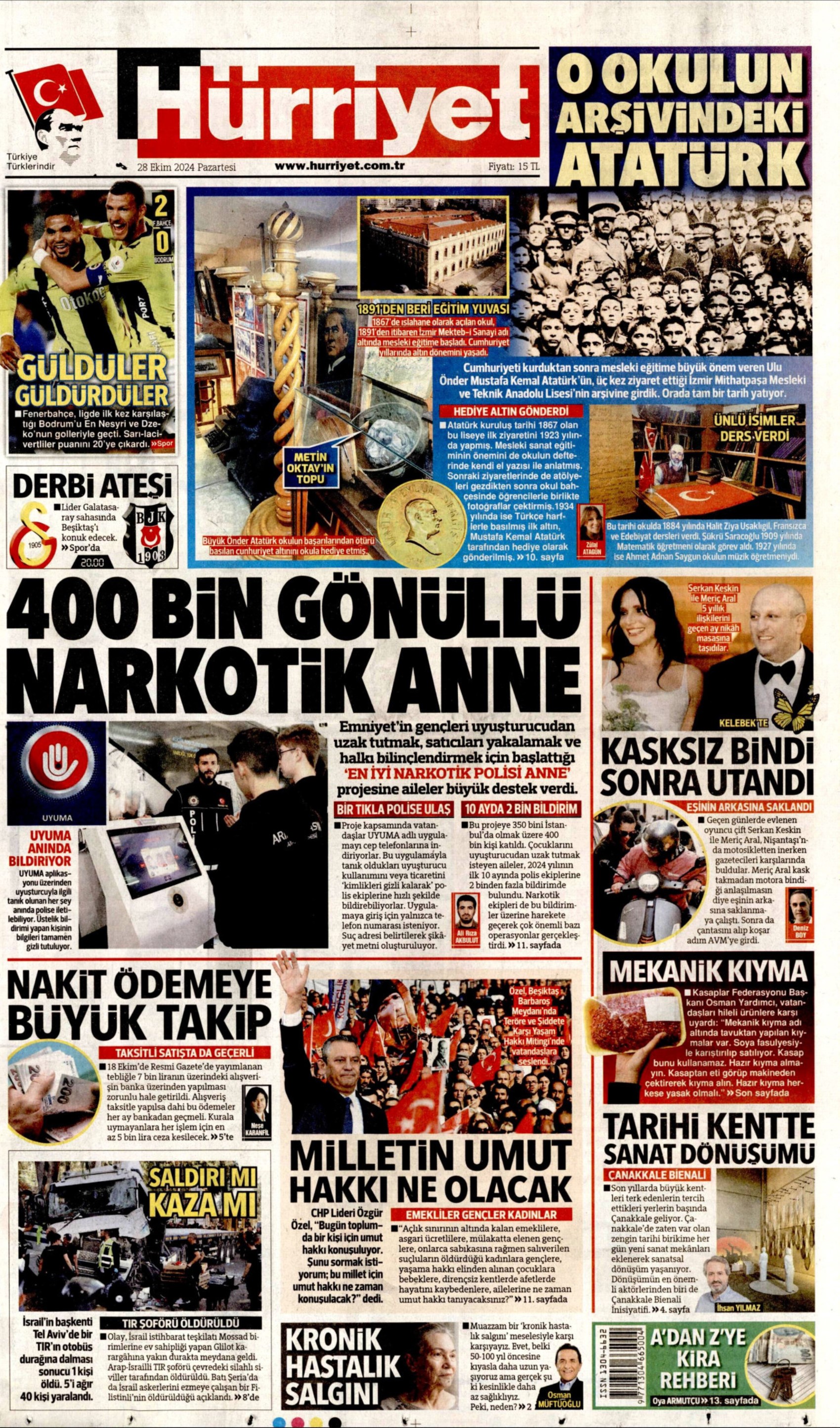 Gazetelerin birinci sayfa ve manşetleri (28 Ekim 2024)