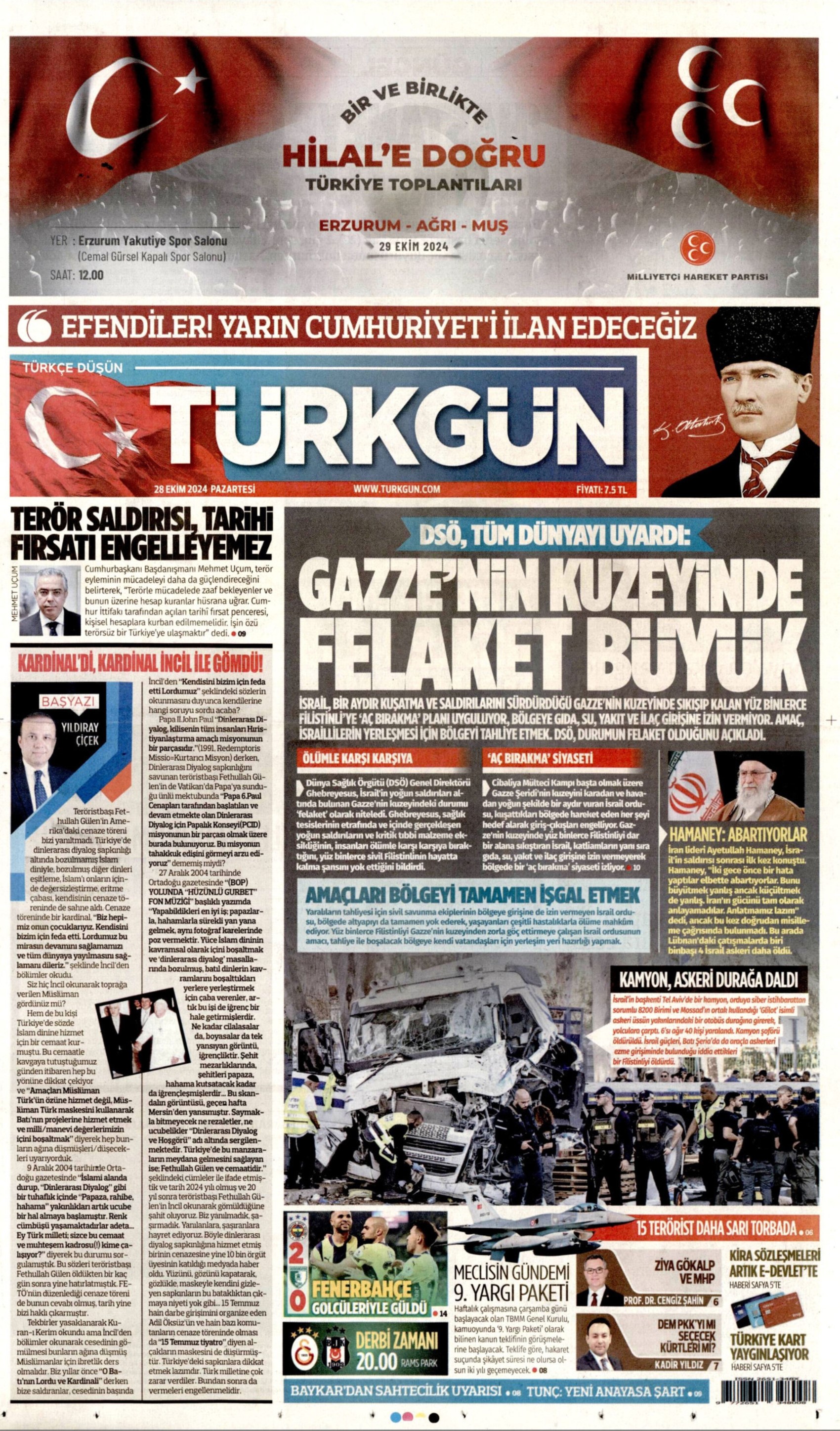 Gazetelerin birinci sayfa ve manşetleri (28 Ekim 2024)