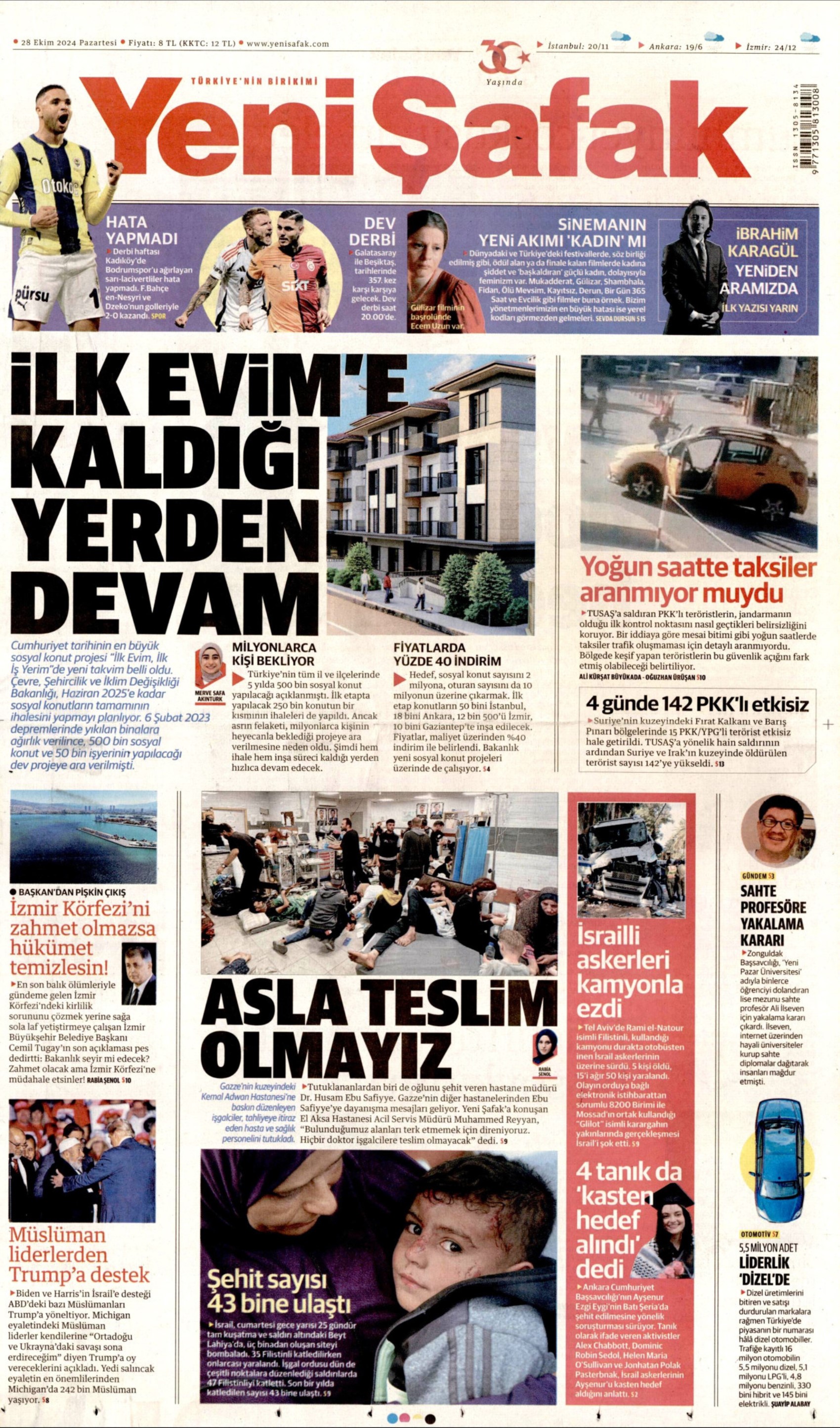 Gazetelerin birinci sayfa ve manşetleri (28 Ekim 2024)