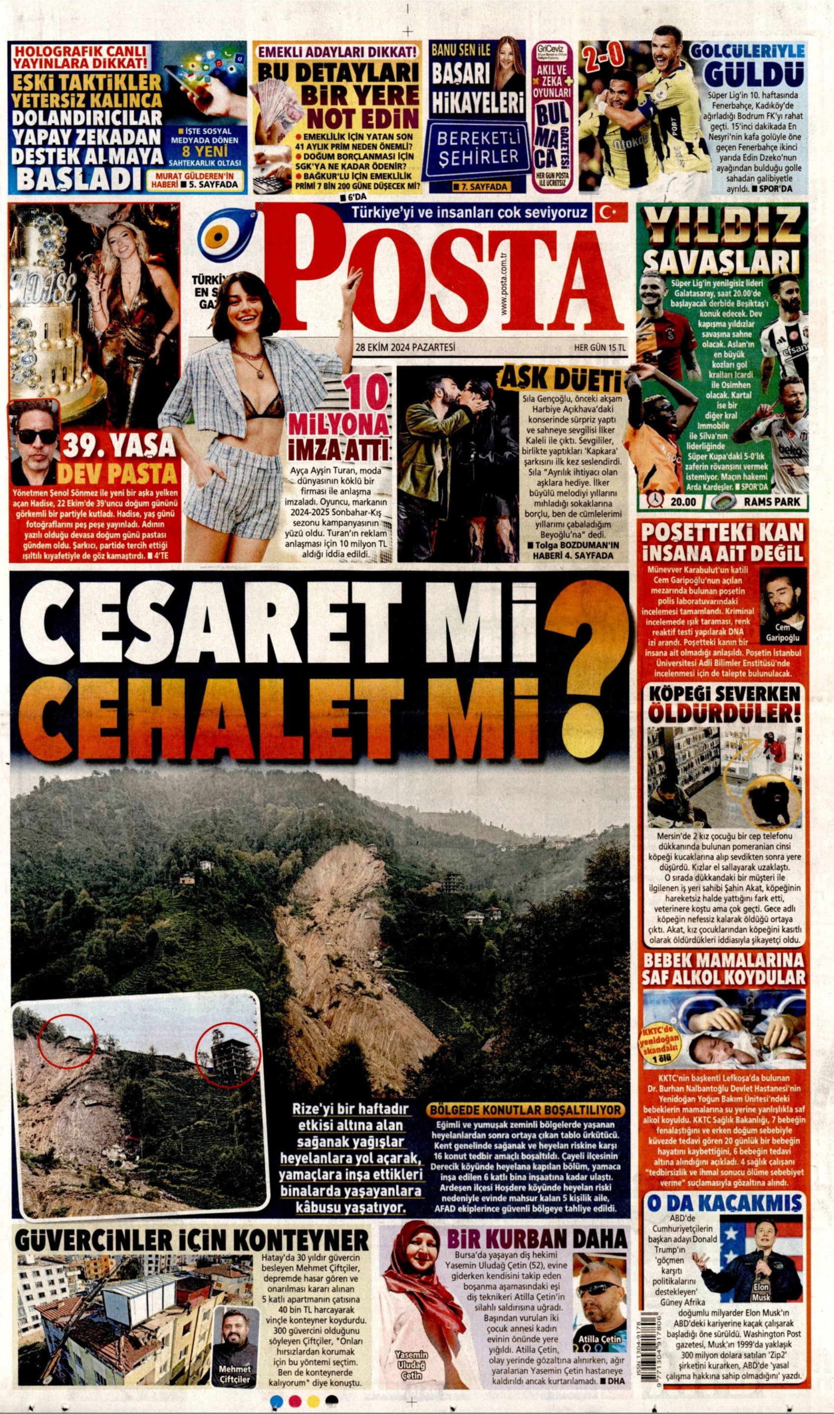 Gazetelerin birinci sayfa ve manşetleri (28 Ekim 2024)