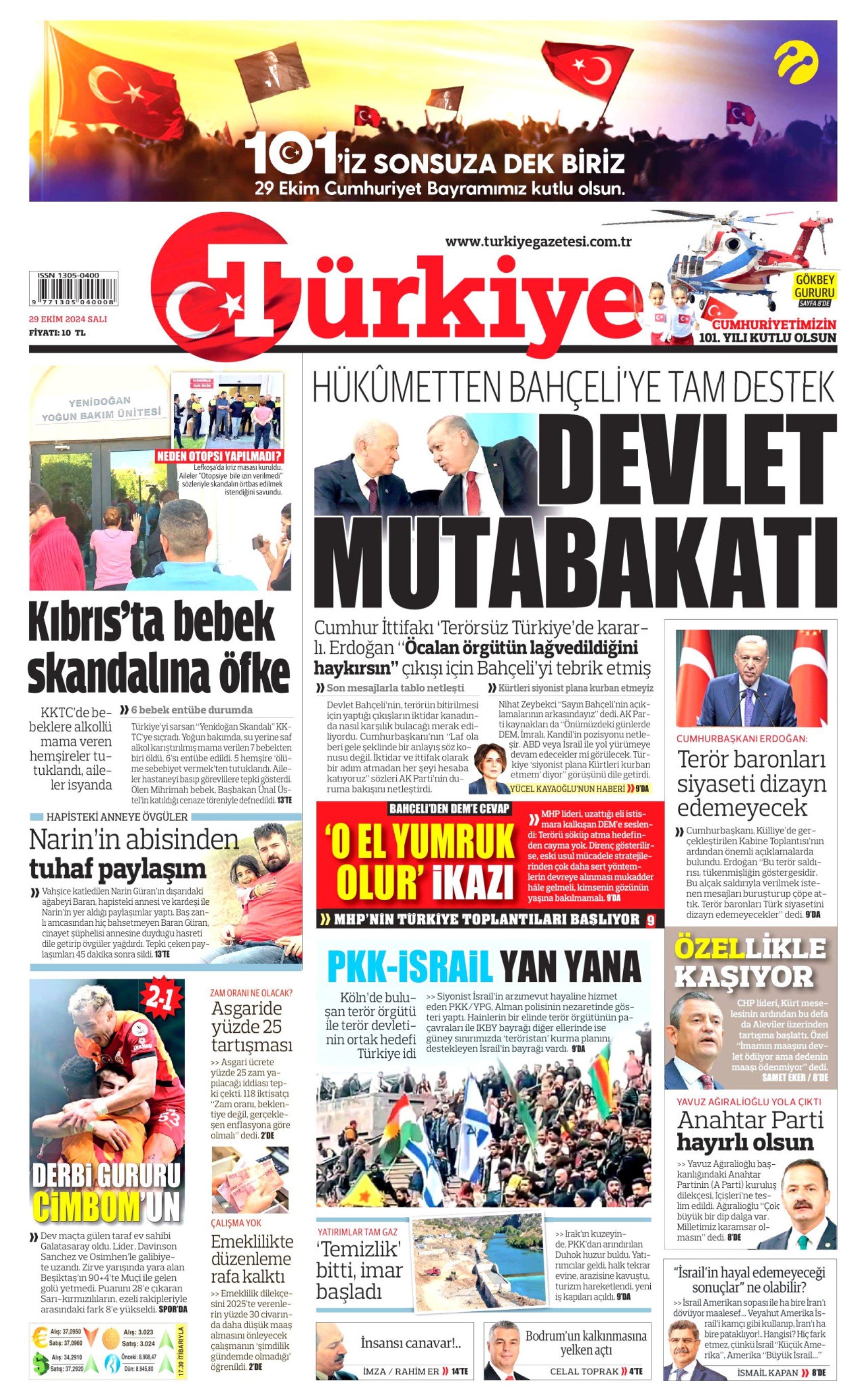 Gazetelerin Cumhuriyet Bayramı manşetleri (29 Ekim 2024)