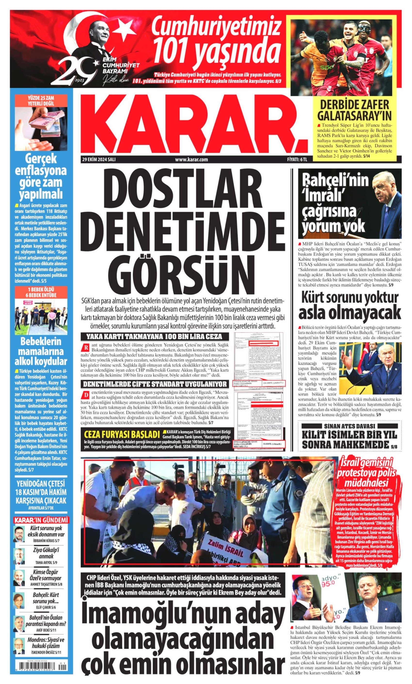 Gazetelerin Cumhuriyet Bayramı manşetleri (29 Ekim 2024)