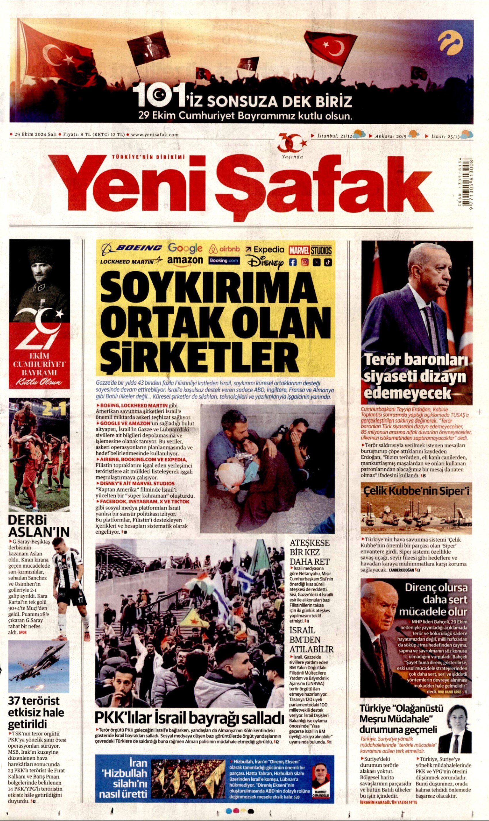 Gazetelerin Cumhuriyet Bayramı manşetleri (29 Ekim 2024)