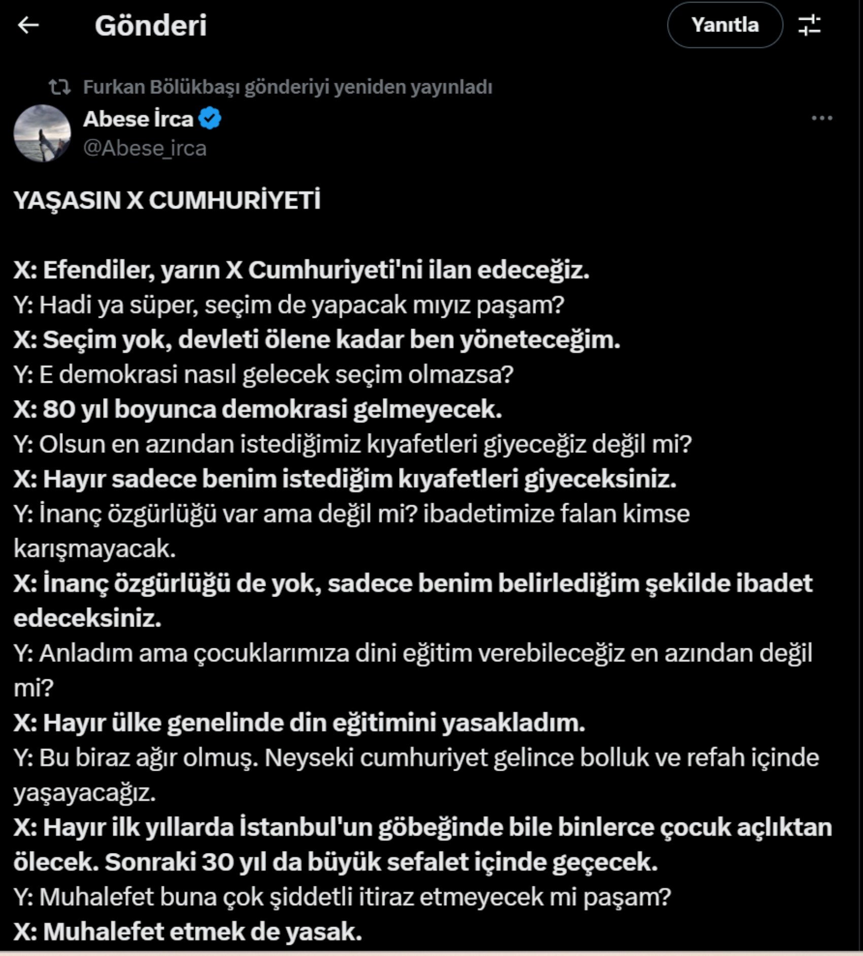 Furkan Bölükbaşı Atatürk'ü hedef alan gönderiyi paylaştı: Atatürk'ten X diye bahsedip, 'X Cumhuriyeti' dediler!