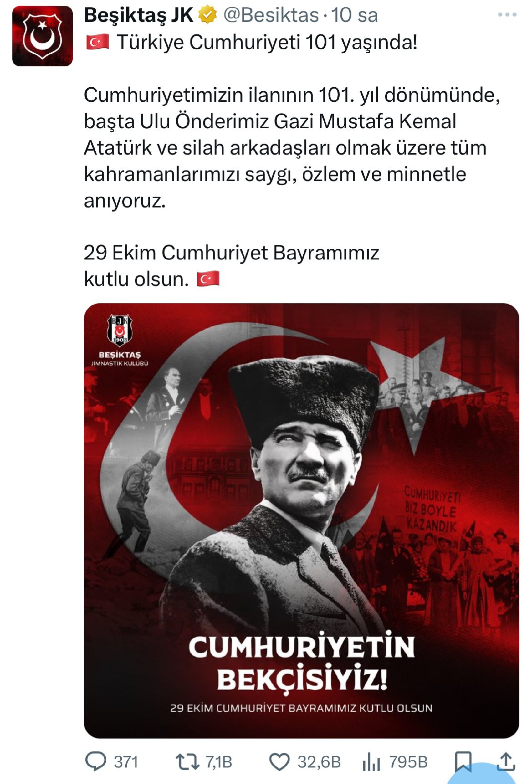 Spor camiasından art arda 29 Ekim Cumhuriyet Bayramı mesajları!