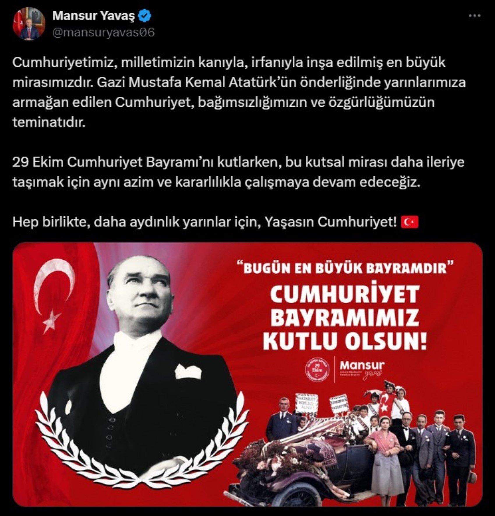 Siyasi isimlerin sosyal medyada paylaştığı 29 Ekim Cumhuriyet Bayramı mesajları