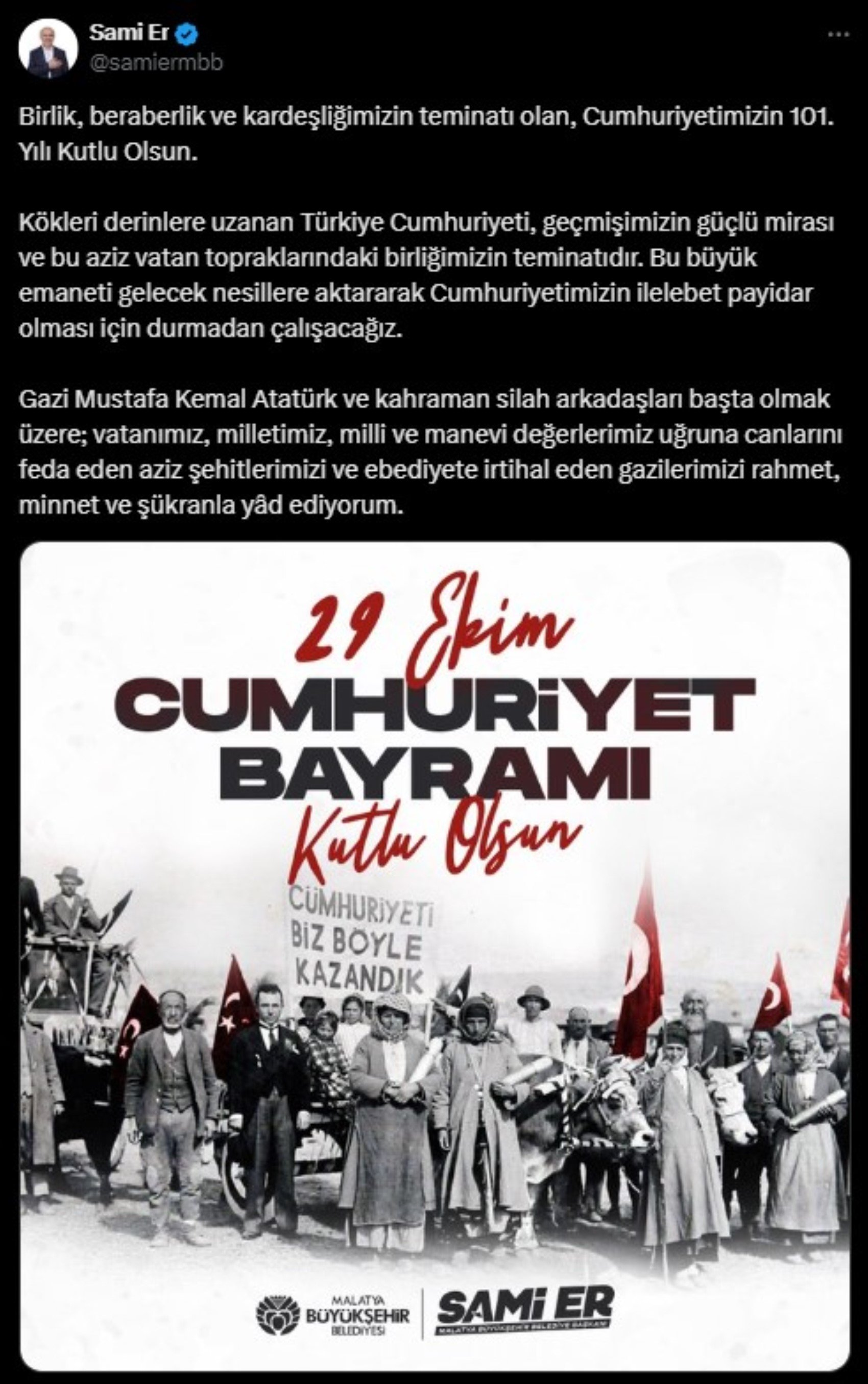 Siyasi isimlerin sosyal medyada paylaştığı 29 Ekim Cumhuriyet Bayramı mesajları