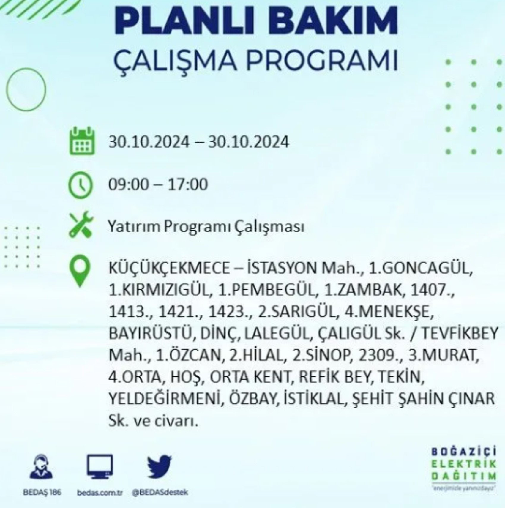 İstanbul'da elektrik kesintisi: 30  Ekim'de hangi mahalleler etkilenecek?