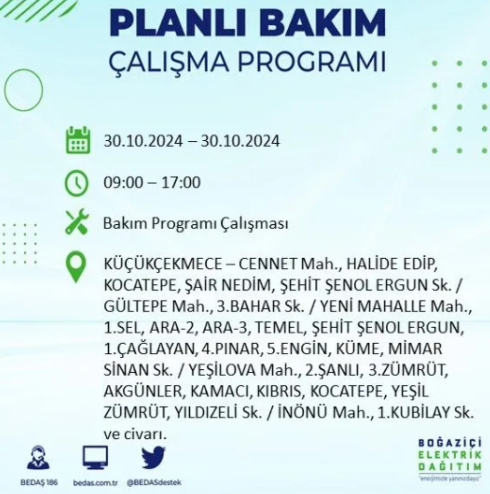 İstanbul'da elektrik kesintisi: 30  Ekim'de hangi mahalleler etkilenecek?