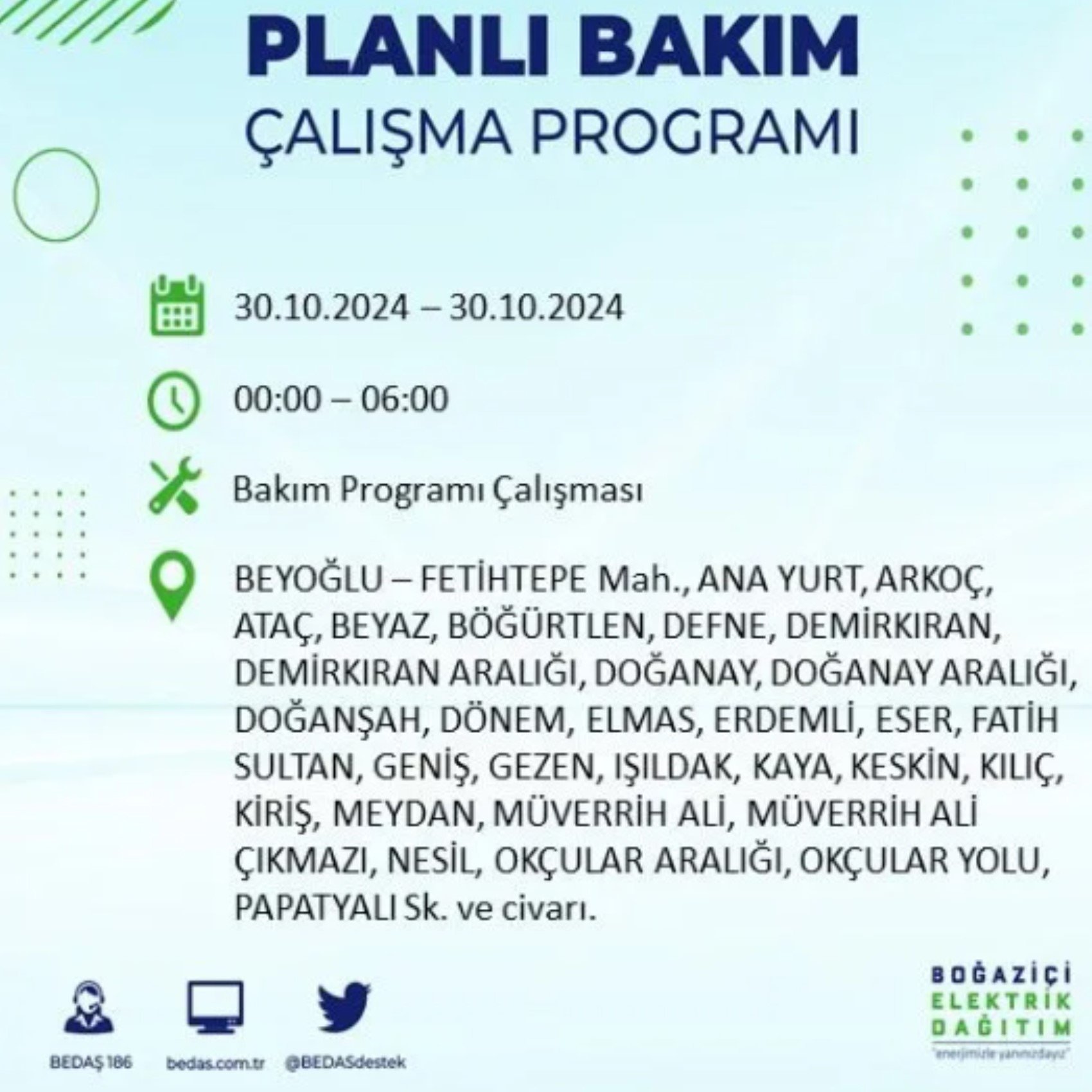 İstanbul'da elektrik kesintisi: 30  Ekim'de hangi mahalleler etkilenecek?