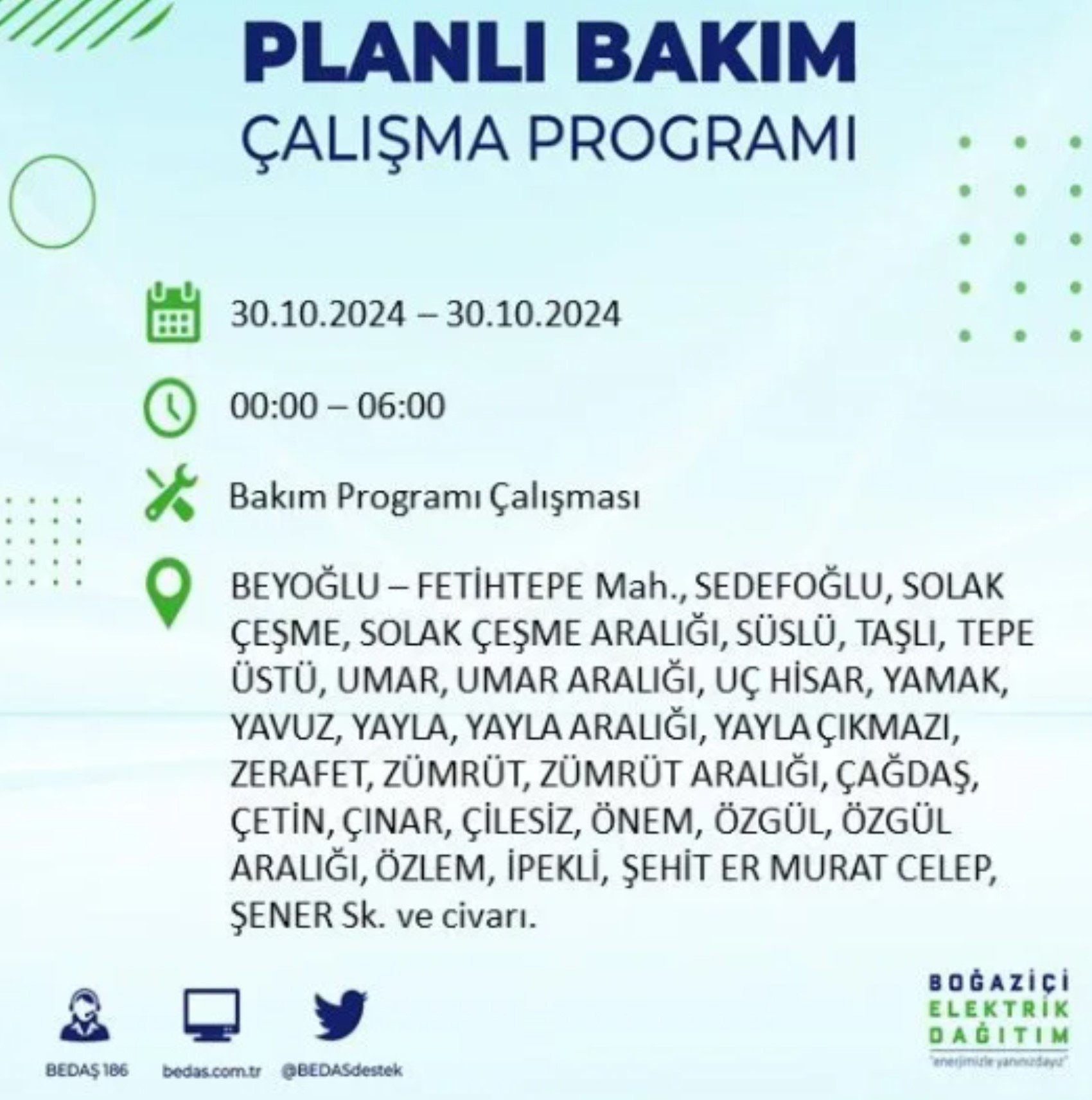 İstanbul'da elektrik kesintisi: 30  Ekim'de hangi mahalleler etkilenecek?