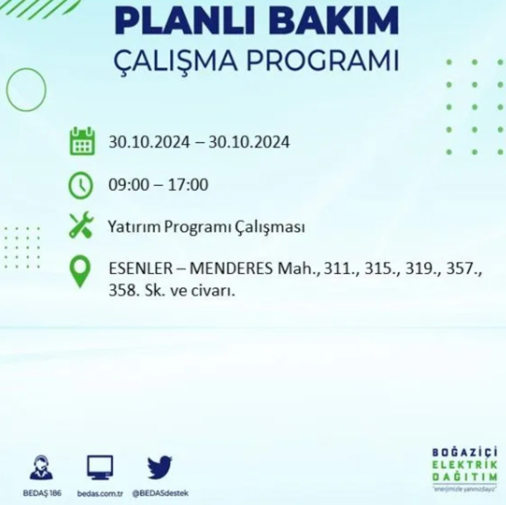 İstanbul'da elektrik kesintisi: 30  Ekim'de hangi mahalleler etkilenecek?