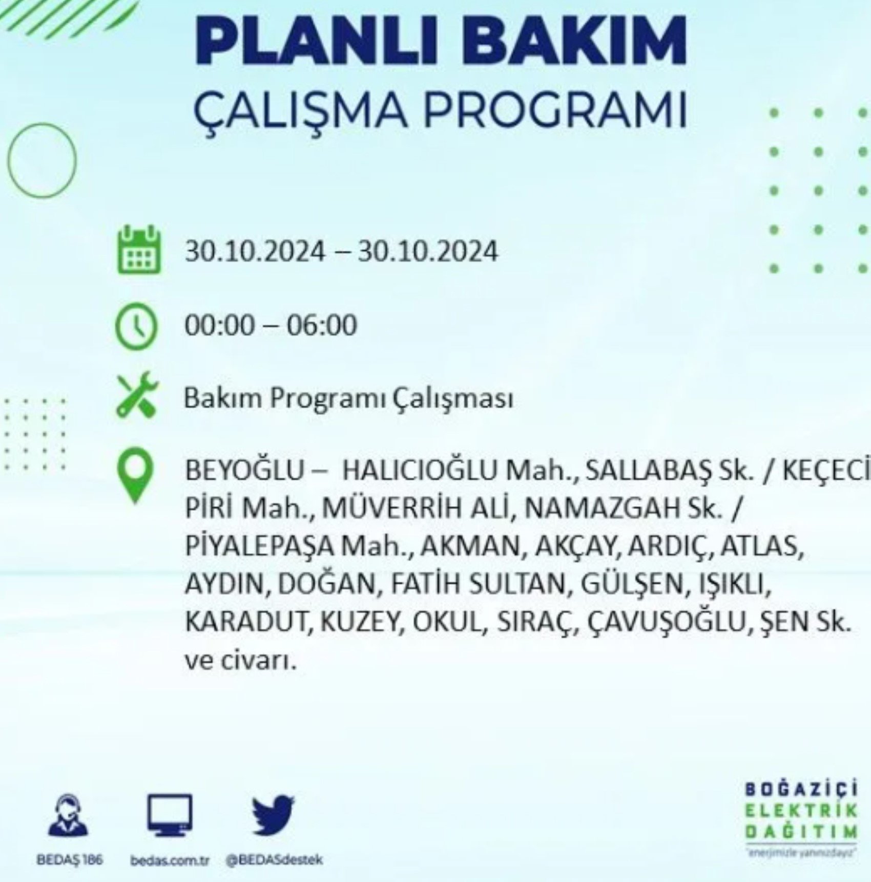 İstanbul'da elektrik kesintisi: 30  Ekim'de hangi mahalleler etkilenecek?