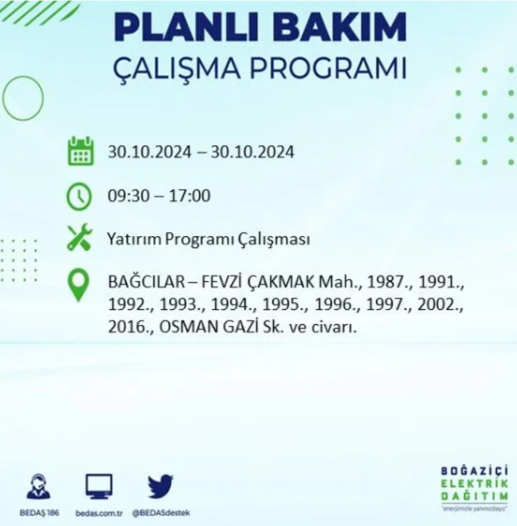 İstanbul'da elektrik kesintisi: 30  Ekim'de hangi mahalleler etkilenecek?