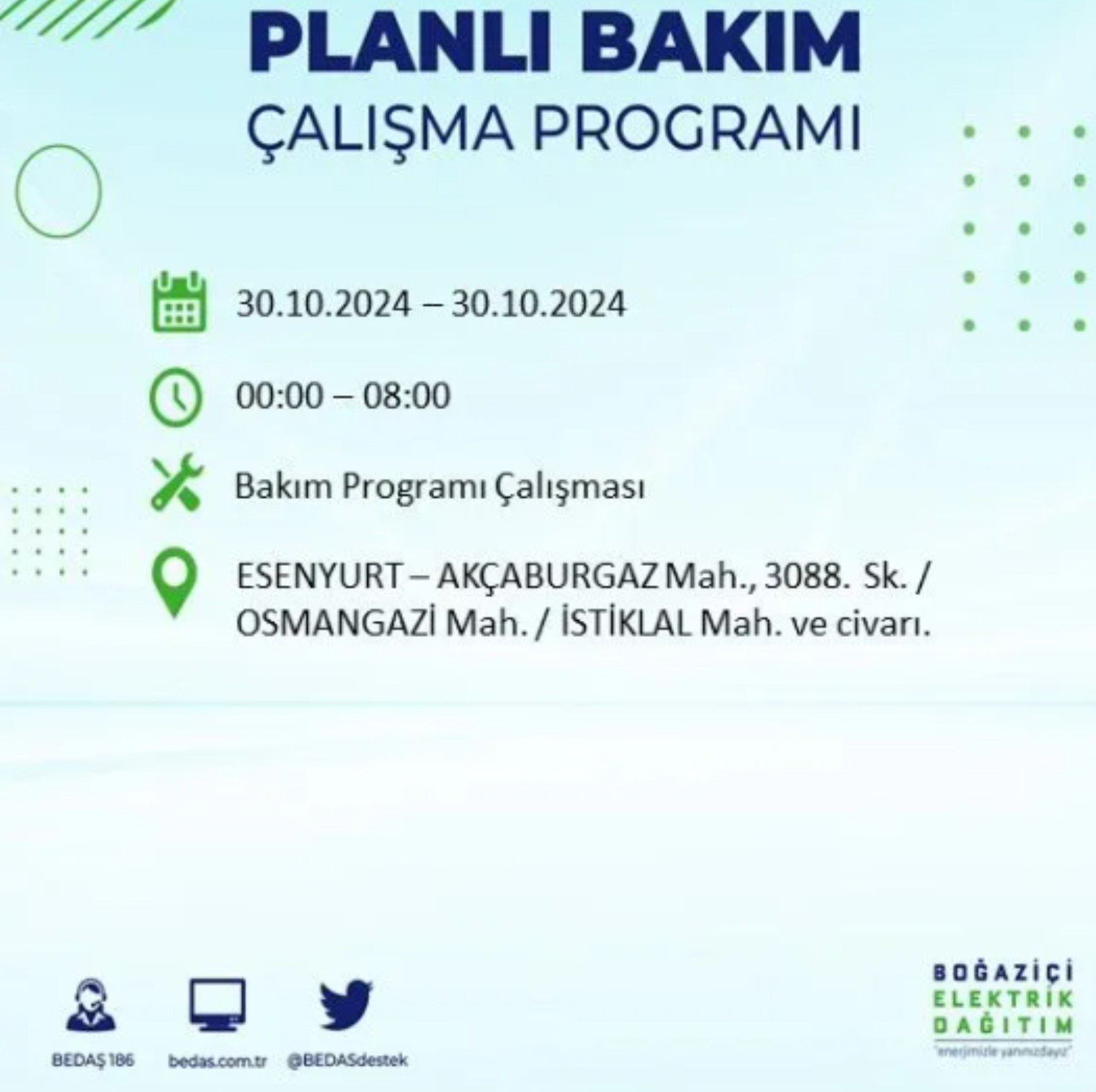 İstanbul'da elektrik kesintisi: 30  Ekim'de hangi mahalleler etkilenecek?