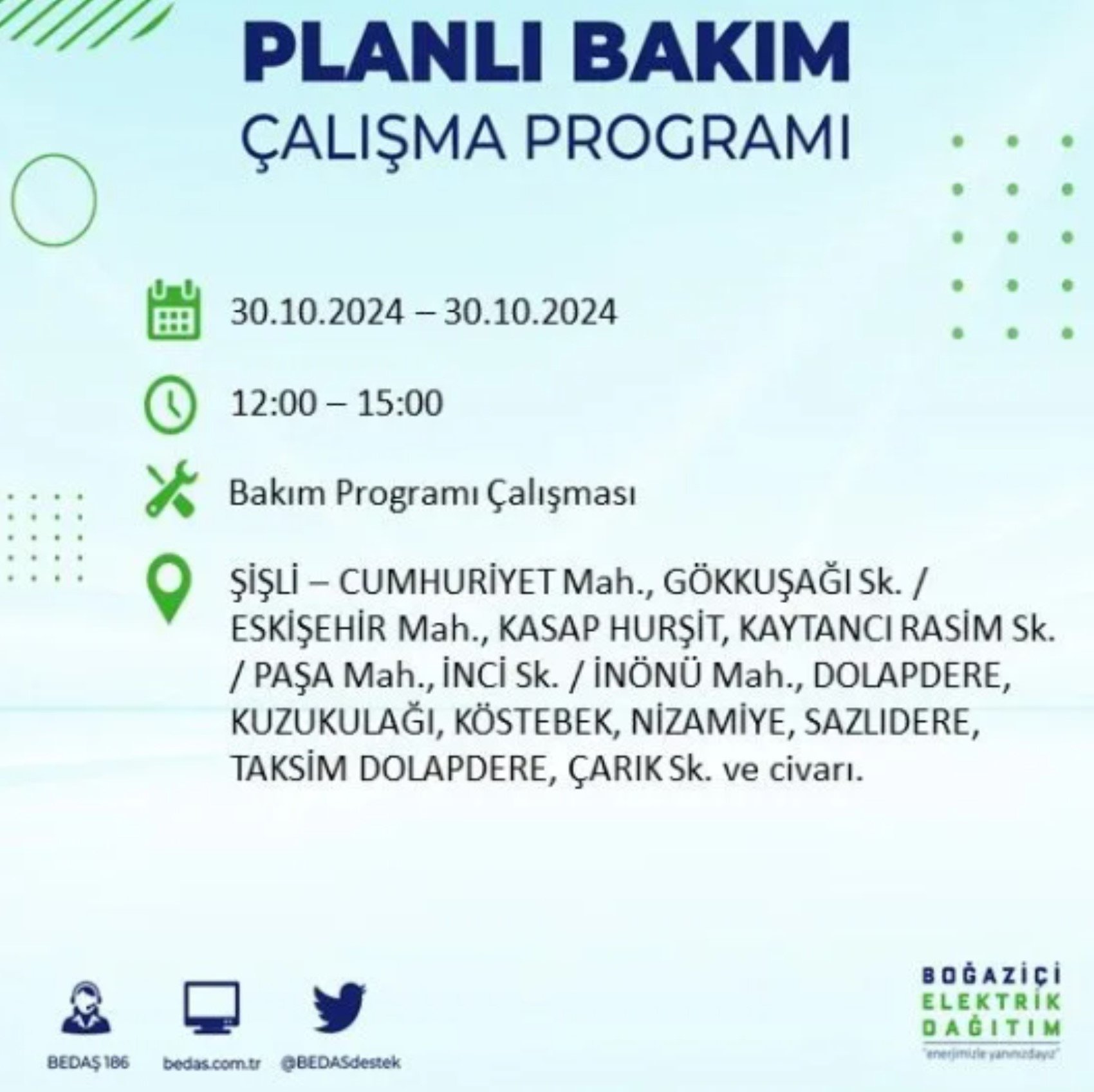 İstanbul'da elektrik kesintisi: 30  Ekim'de hangi mahalleler etkilenecek?