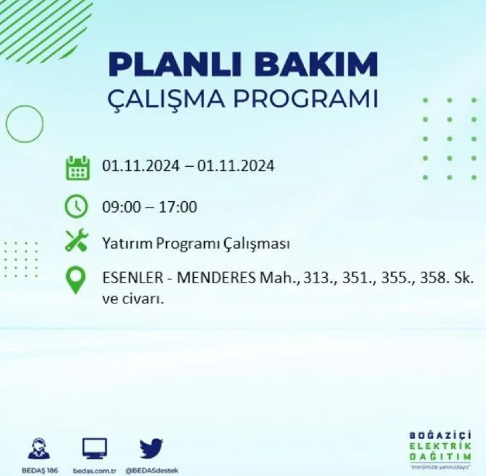 İstanbul'da elektrik kesintisi: 1 Kasım'da hangi mahalleler etkilenecek?