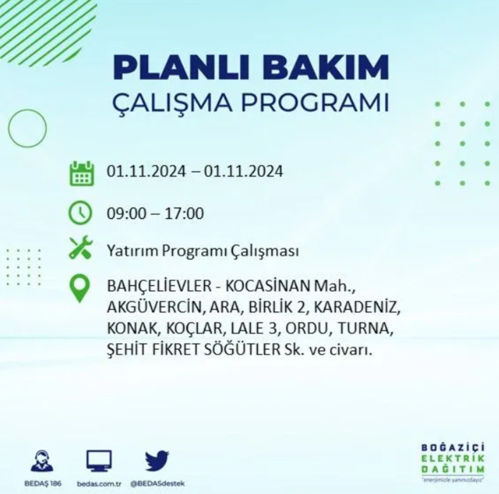 İstanbul'da elektrik kesintisi: 1 Kasım'da hangi mahalleler etkilenecek?