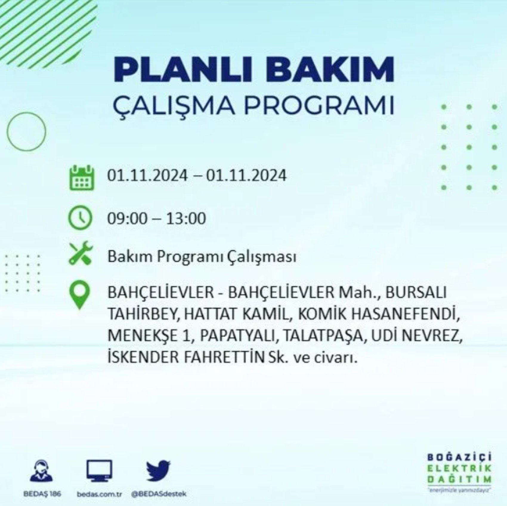 İstanbul'da elektrik kesintisi: 1 Kasım'da hangi mahalleler etkilenecek?