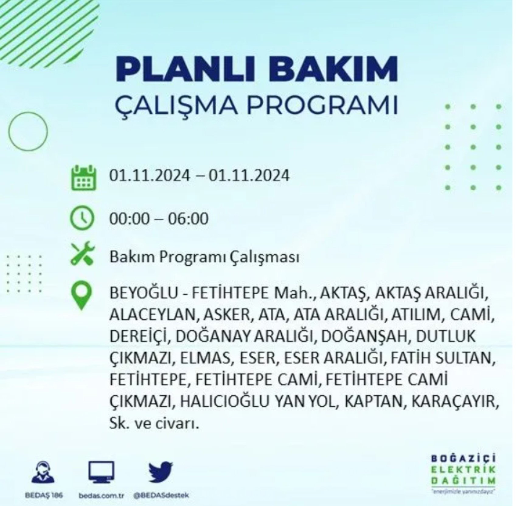 İstanbul'da elektrik kesintisi: 1 Kasım'da hangi mahalleler etkilenecek?