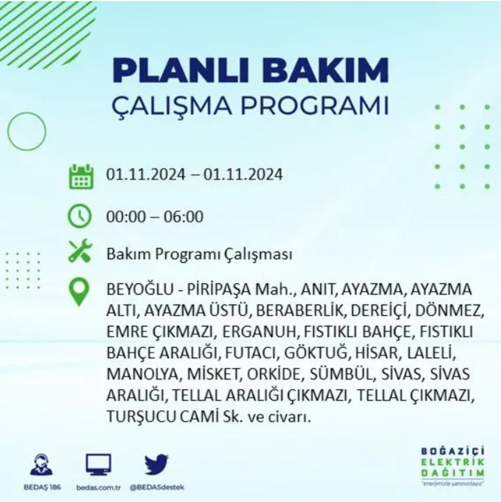 İstanbul'da elektrik kesintisi: 1 Kasım'da hangi mahalleler etkilenecek?