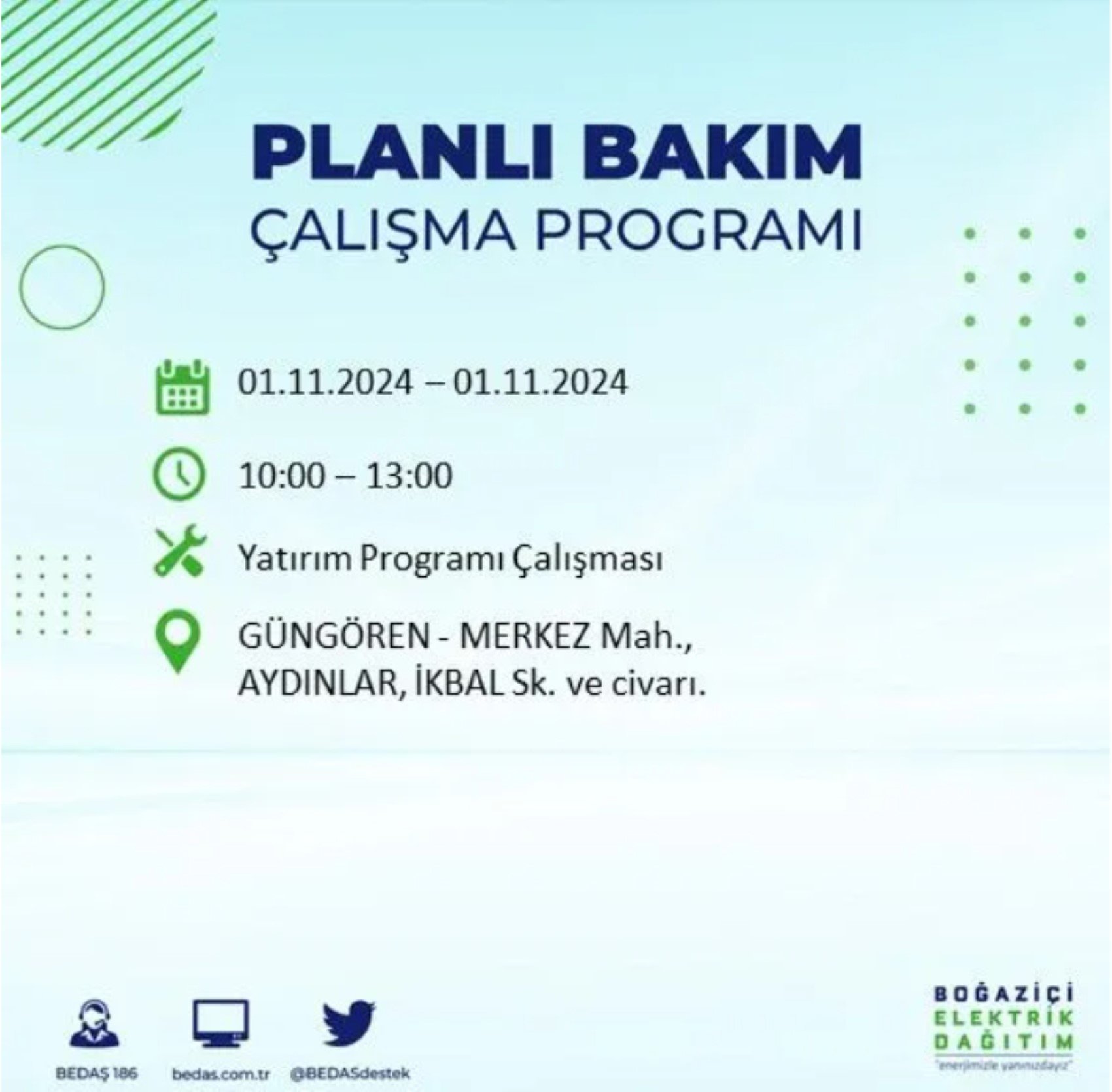 İstanbul'da elektrik kesintisi: 1 Kasım'da hangi mahalleler etkilenecek?