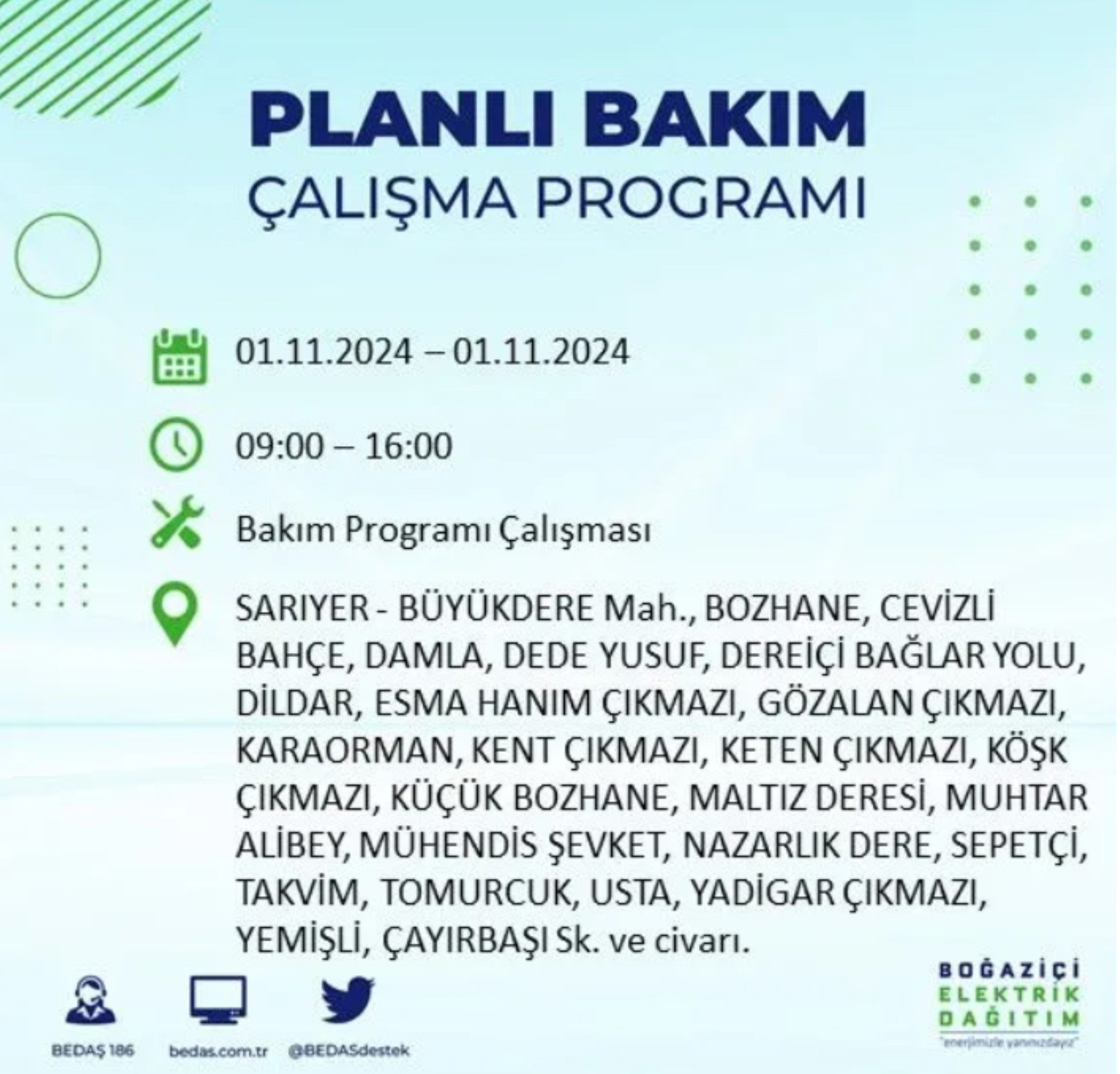 İstanbul'da elektrik kesintisi: 1 Kasım'da hangi mahalleler etkilenecek?