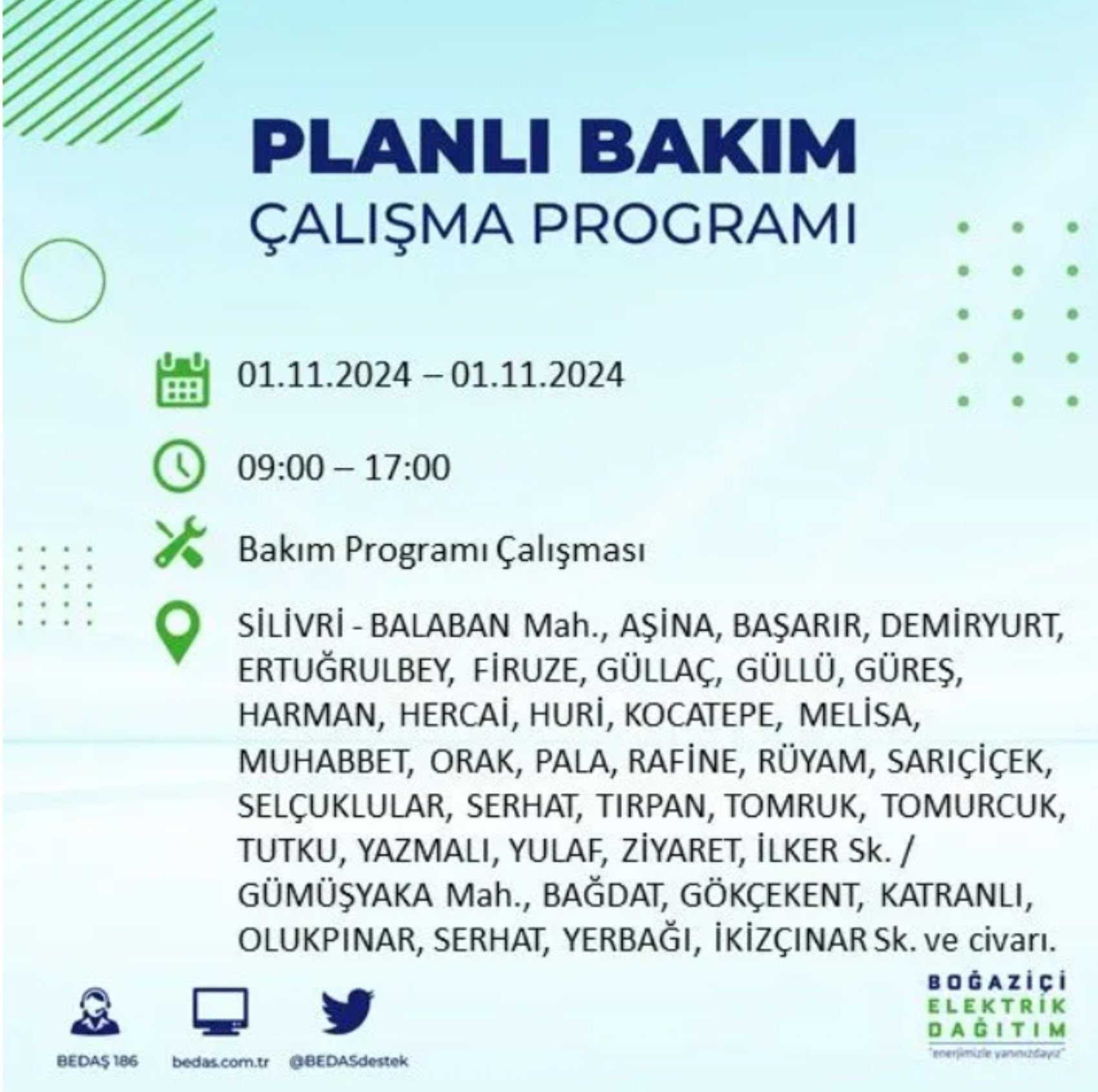 İstanbul'da elektrik kesintisi: 1 Kasım'da hangi mahalleler etkilenecek?