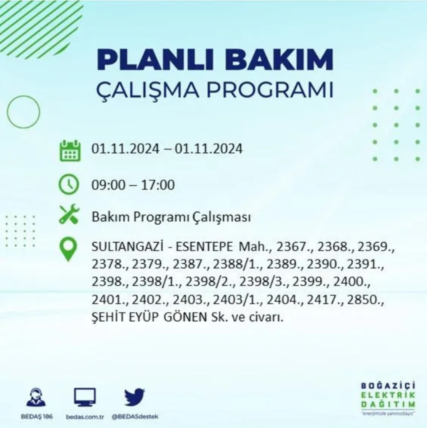 İstanbul'da elektrik kesintisi: 1 Kasım'da hangi mahalleler etkilenecek?