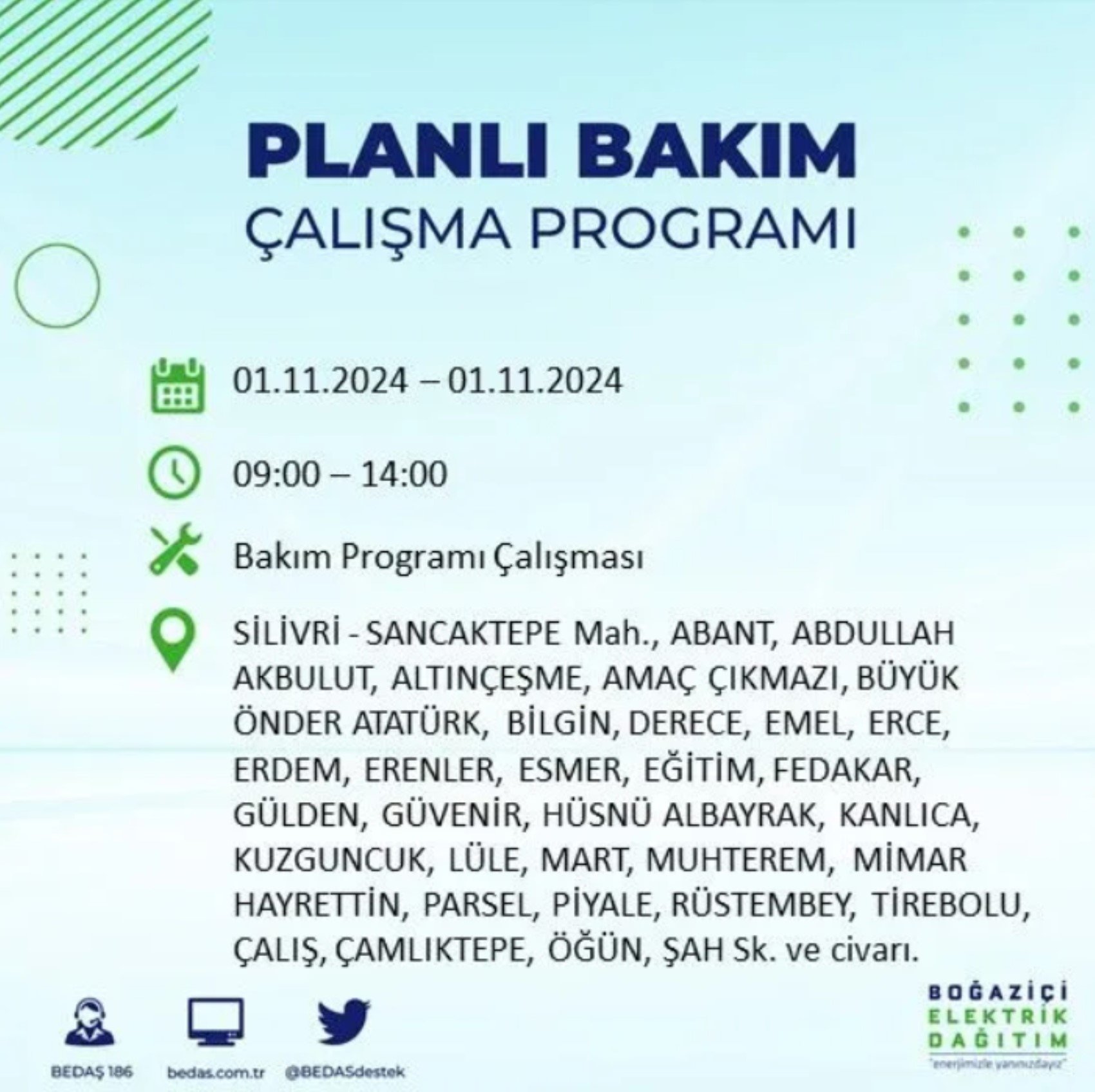 İstanbul'da elektrik kesintisi: 1 Kasım'da hangi mahalleler etkilenecek?