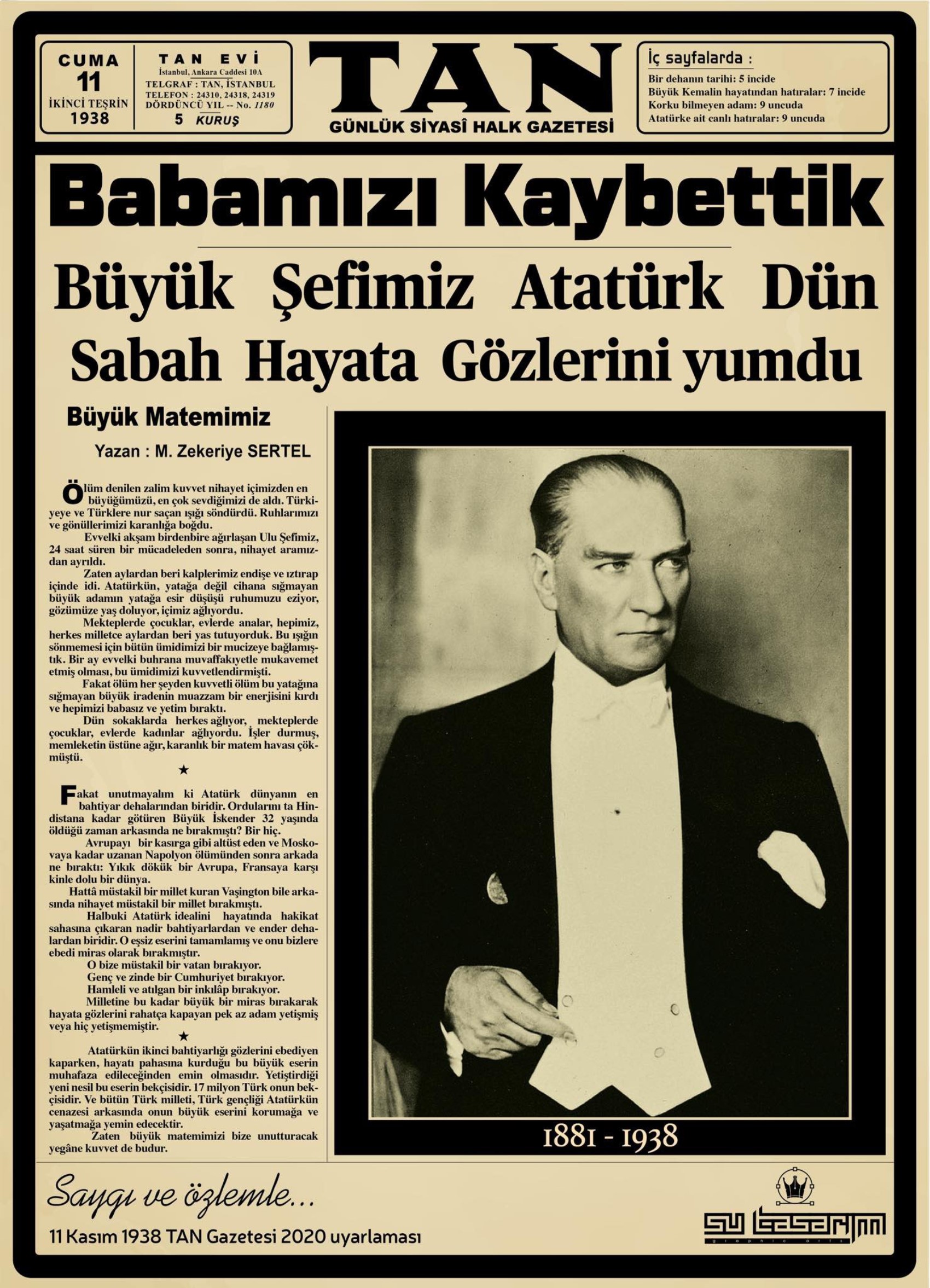 10 Kasım 1938 gazete manşetleri: Sen ölmezsin Atatürk!