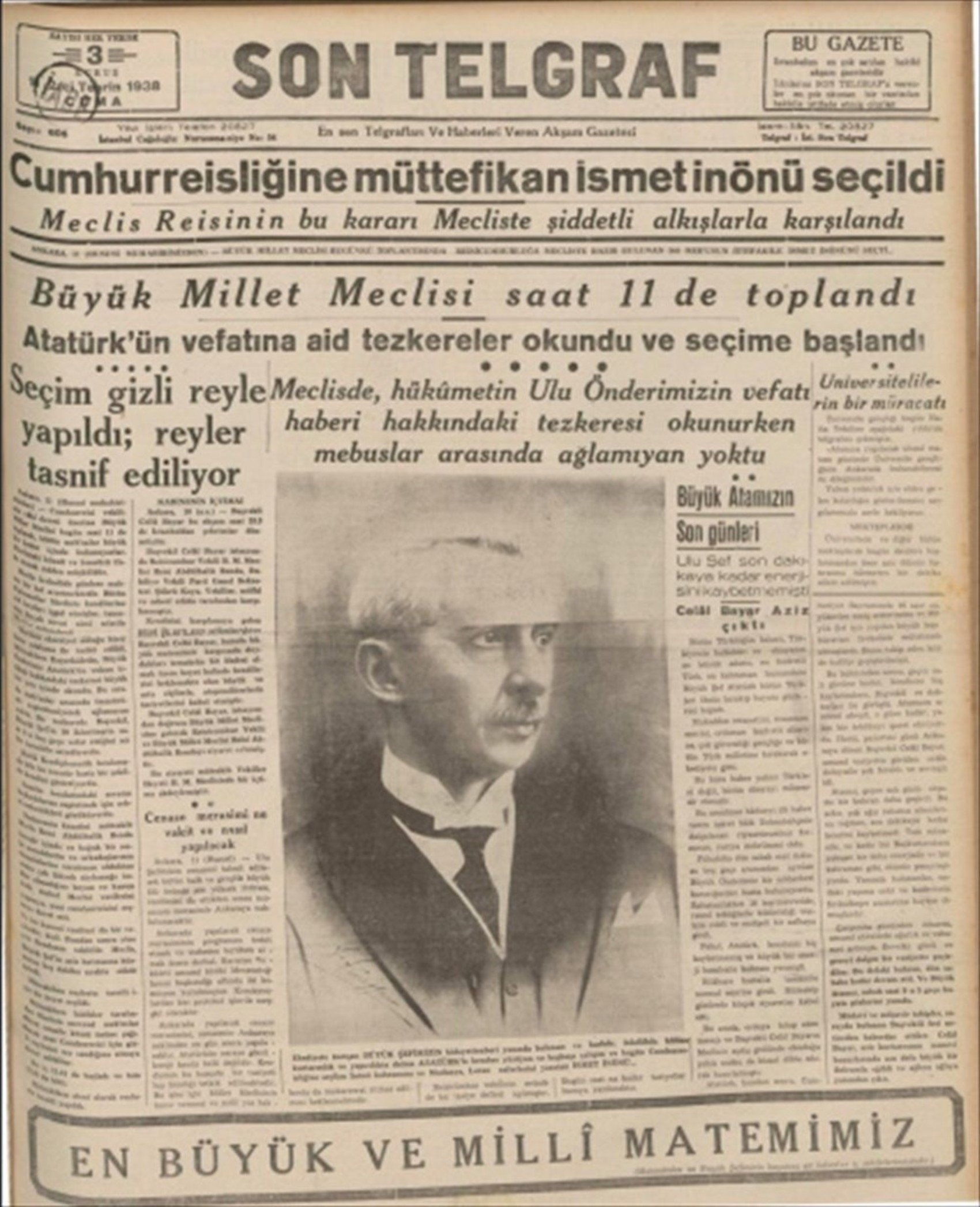 10 Kasım 1938 gazete manşetleri: Sen ölmezsin Atatürk!